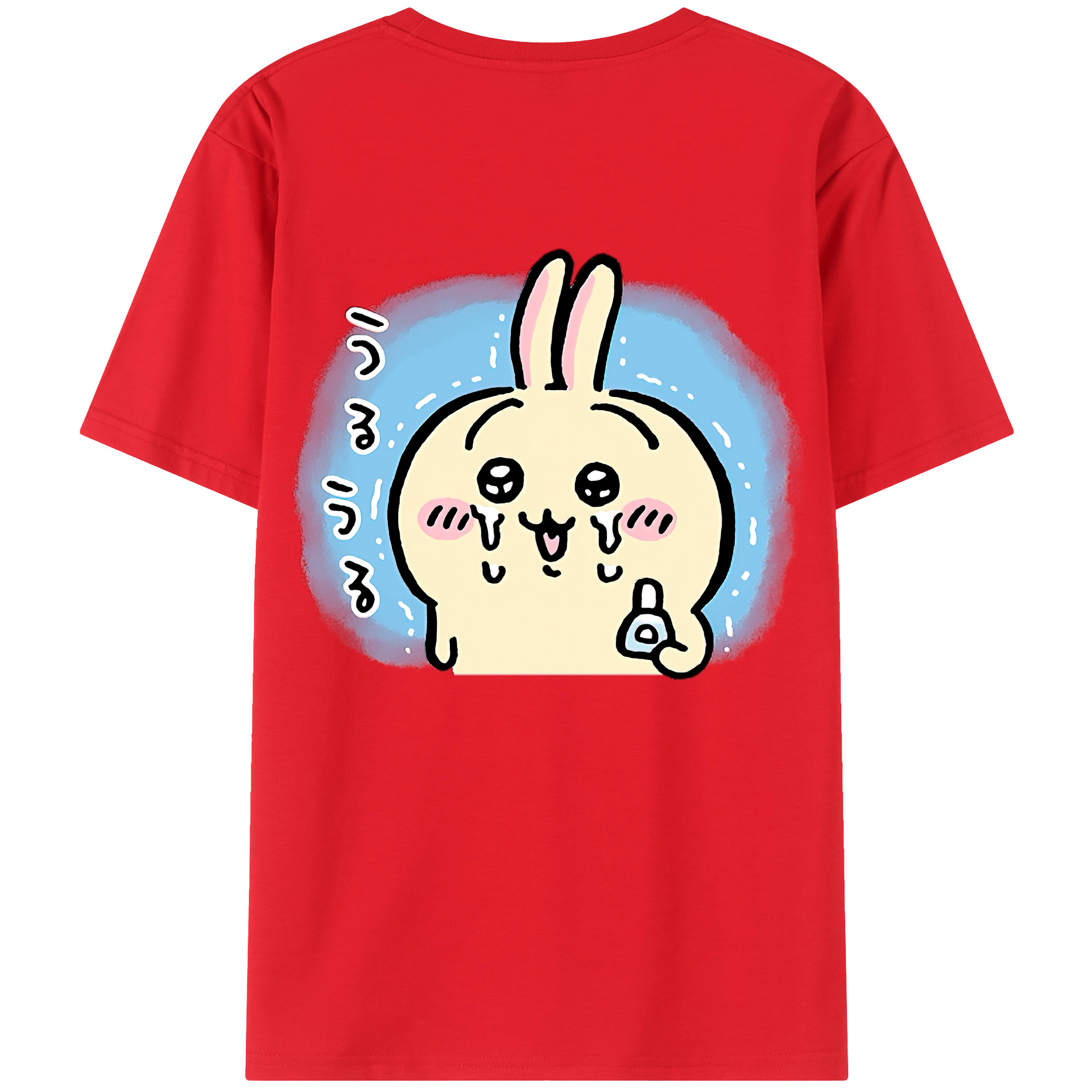 （画像用） ちいかわ うさぎ Chii-kawa usagi 綿100％ メンズ半袖Tシャツ（バックプリント） 通気性