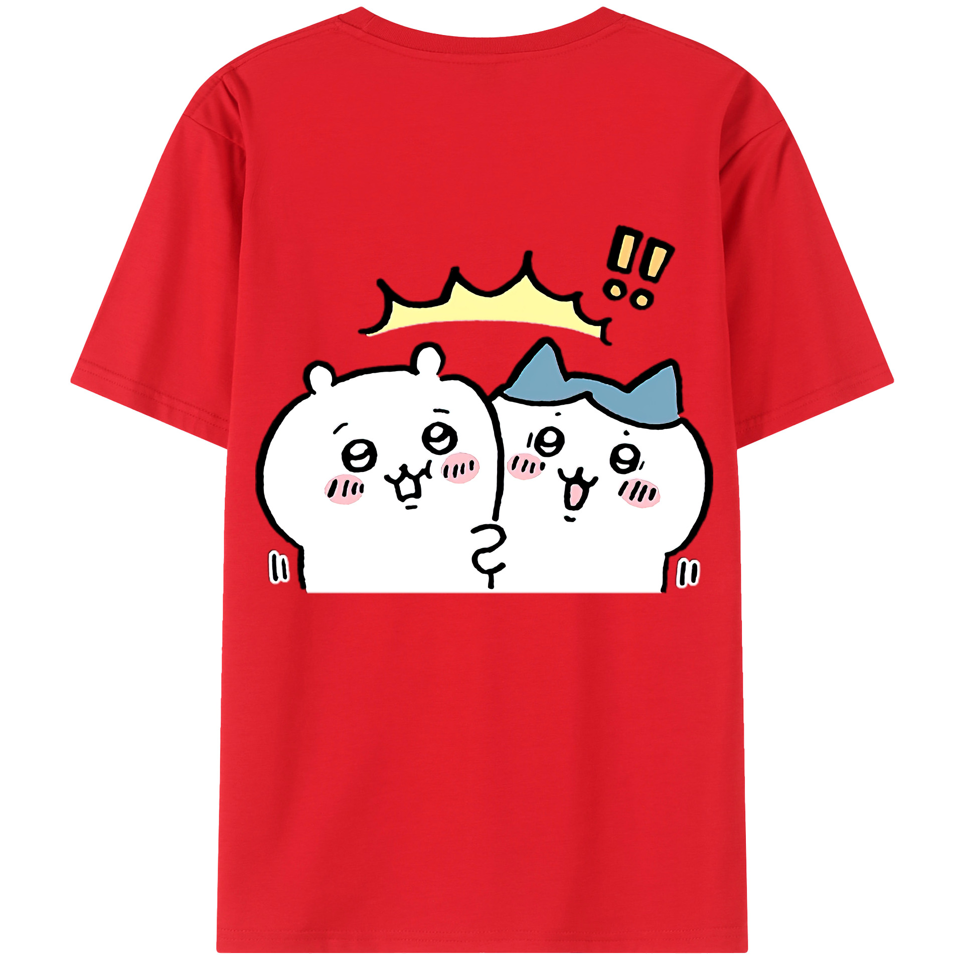 （画像用） ちいかわ ハチワレ Chii-kawa hachiware 綿100％ メンズ半袖Tシャツ（バックプリント） 通気性