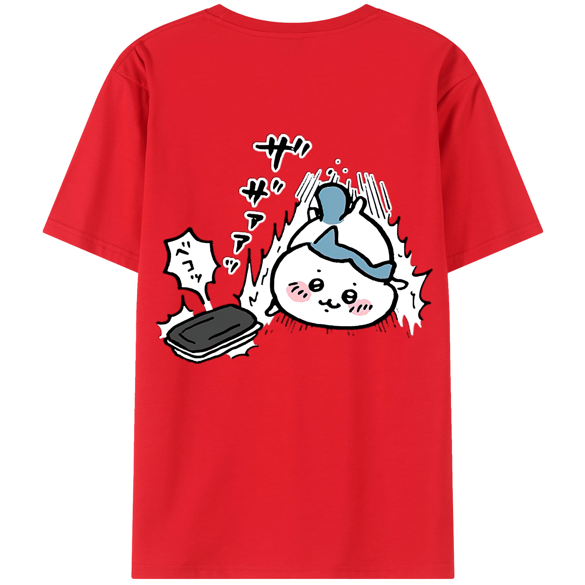 （画像用） ちいかわ ハチワレ Chii-kawa hachiware 綿100％ メンズ半袖Tシャツ（バックプリント） 通気性