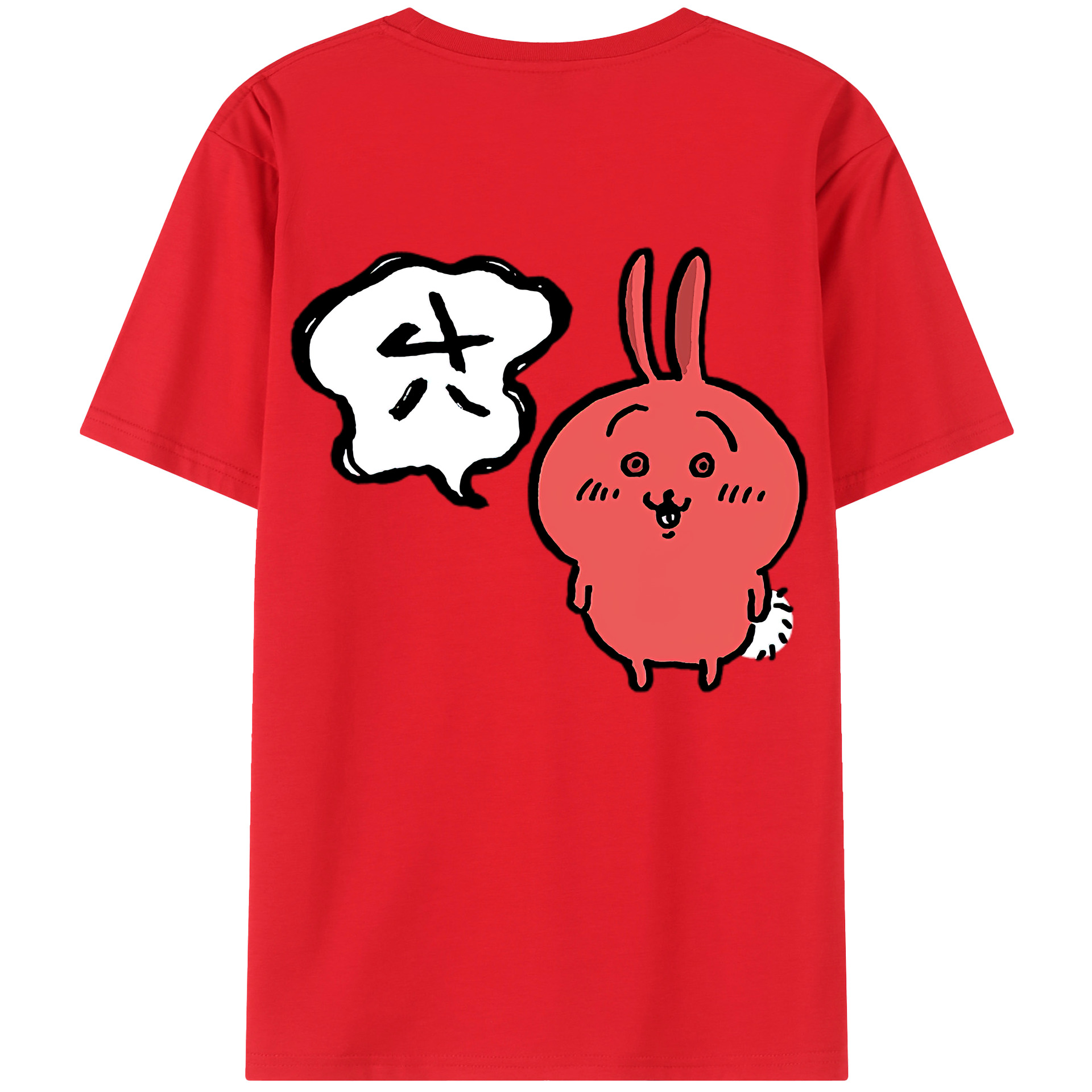 （画像用） ちいかわ ハチワレ Chii-kawa hachiware 綿100％ メンズ半袖Tシャツ（バックプリント） 通気性