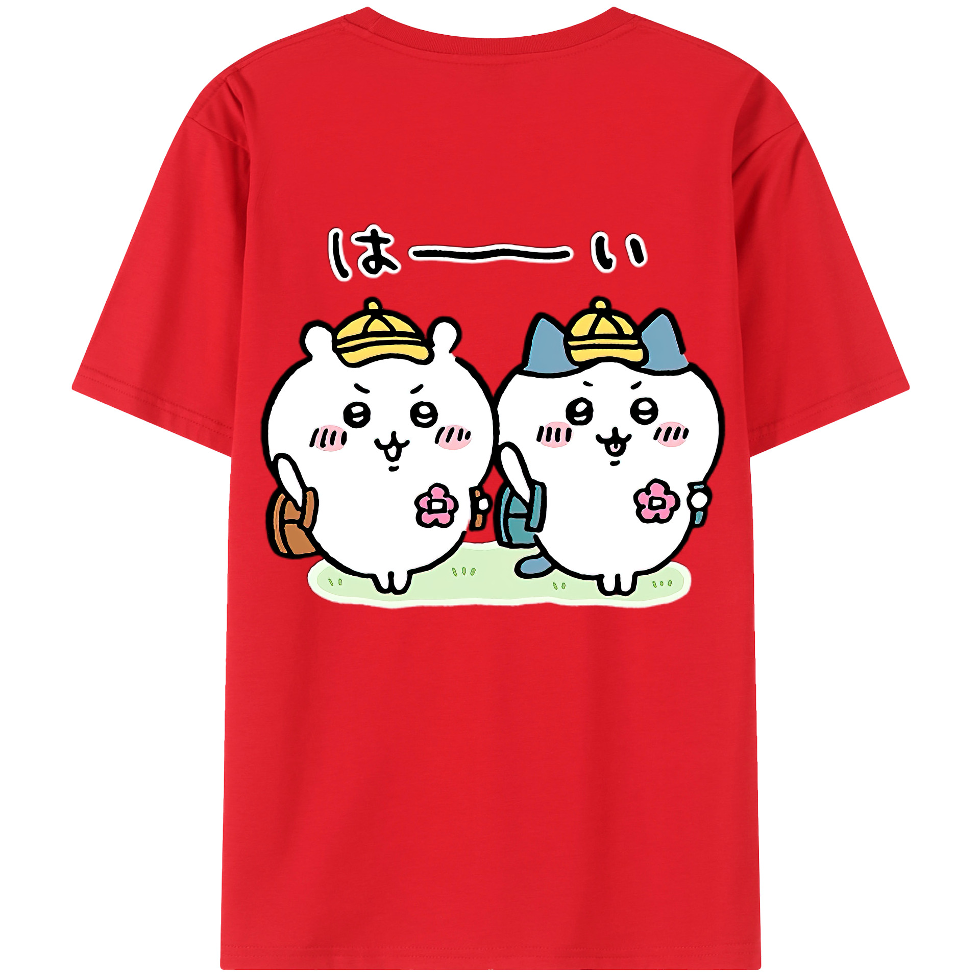 （画像用） ちいかわ ハチワレ Chii-kawa hachiware 綿100％ メンズ半袖Tシャツ（バックプリント） 通気性