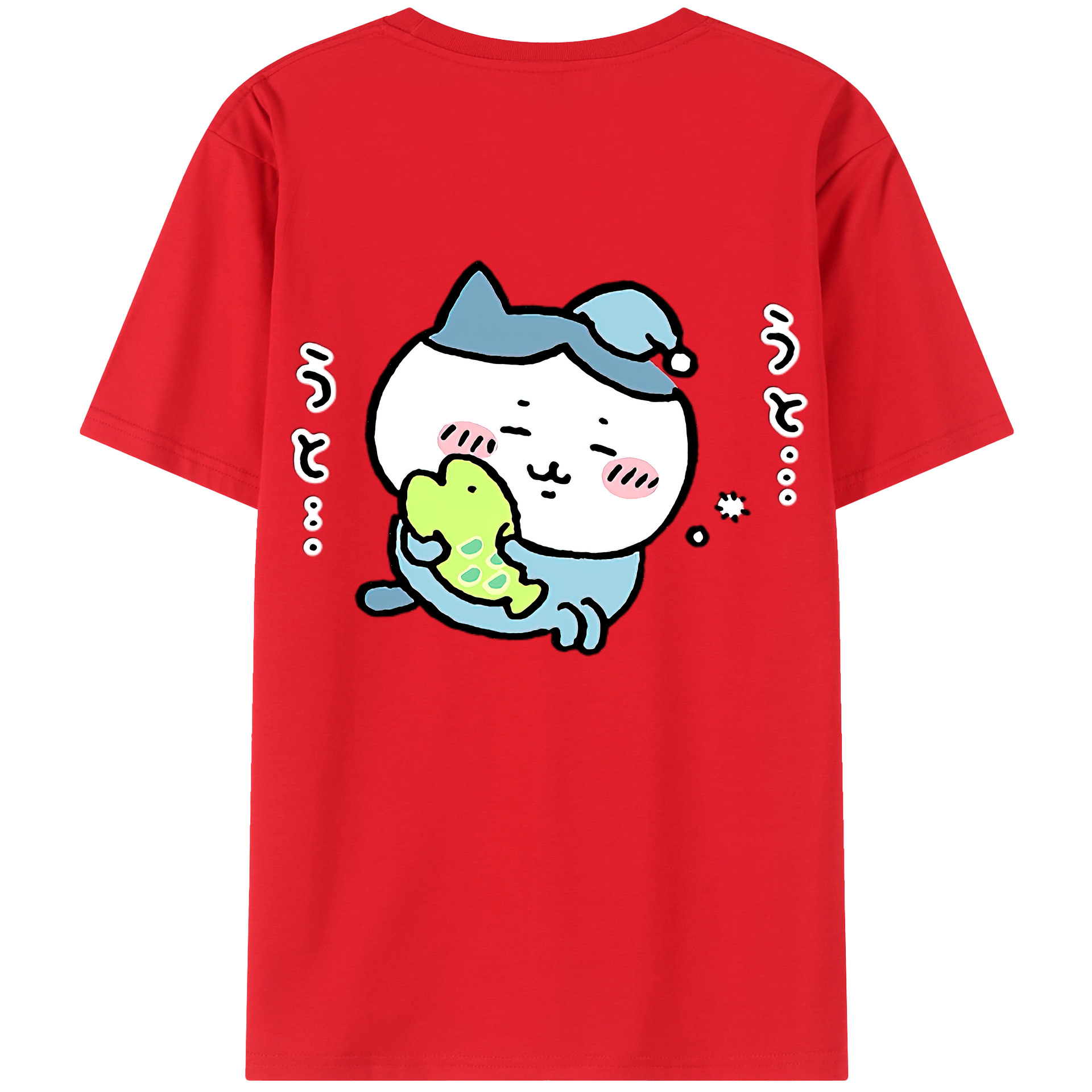 （画像用） ちいかわ ハチワレ Chii-kawa hachiware 綿100％ メンズ半袖Tシャツ（バックプリント） 通気性