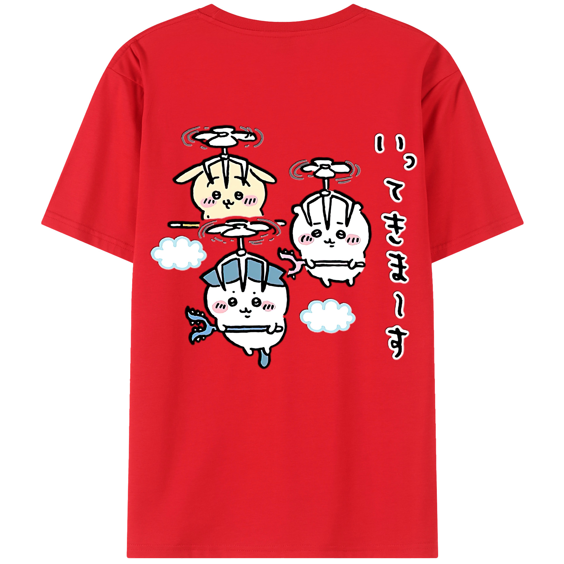 （画像用） ちいかわ ちいかわ Chii-kawa chiikawa 綿100％ メンズ半袖Tシャツ（バックプリント） 通気性