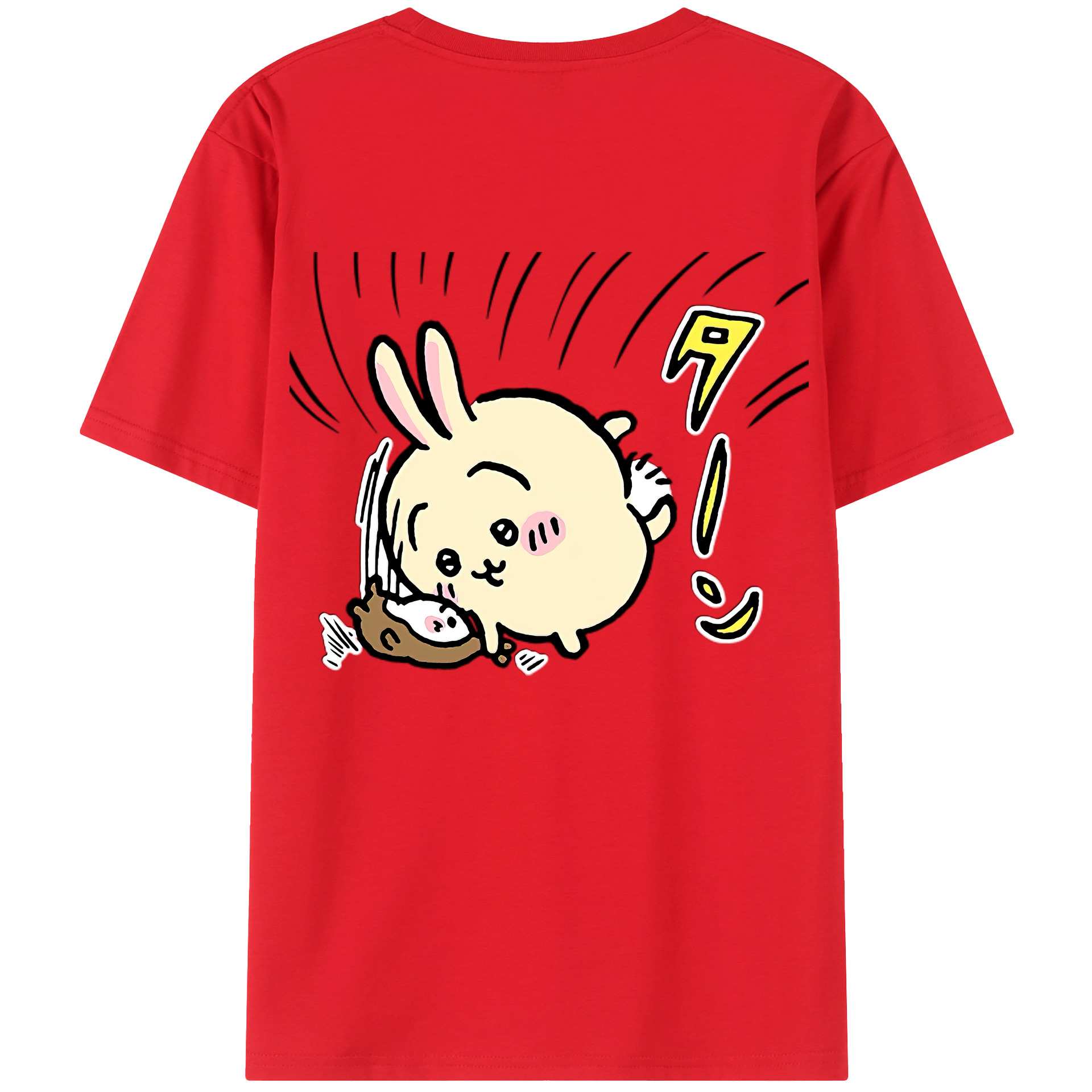 （画像用） ちいかわ うさぎ Chii-kawa usagi 綿100％ メンズ半袖Tシャツ（バックプリント） 通気性