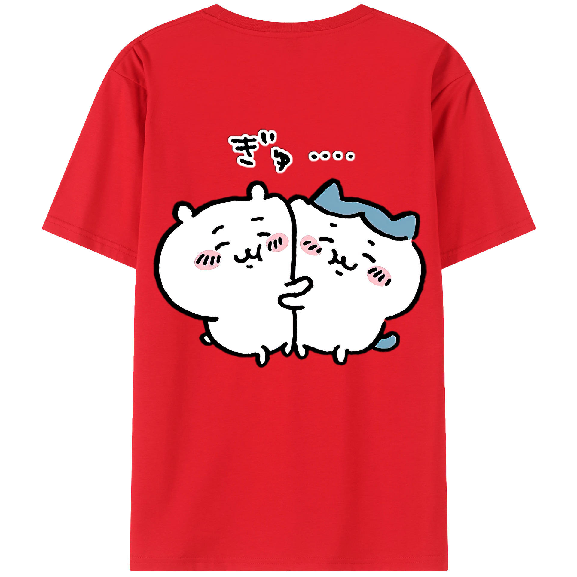 （画像用） ちいかわ ハチワレ Chii-kawa hachiware 綿100％ メンズ半袖Tシャツ（バックプリント） 通気性