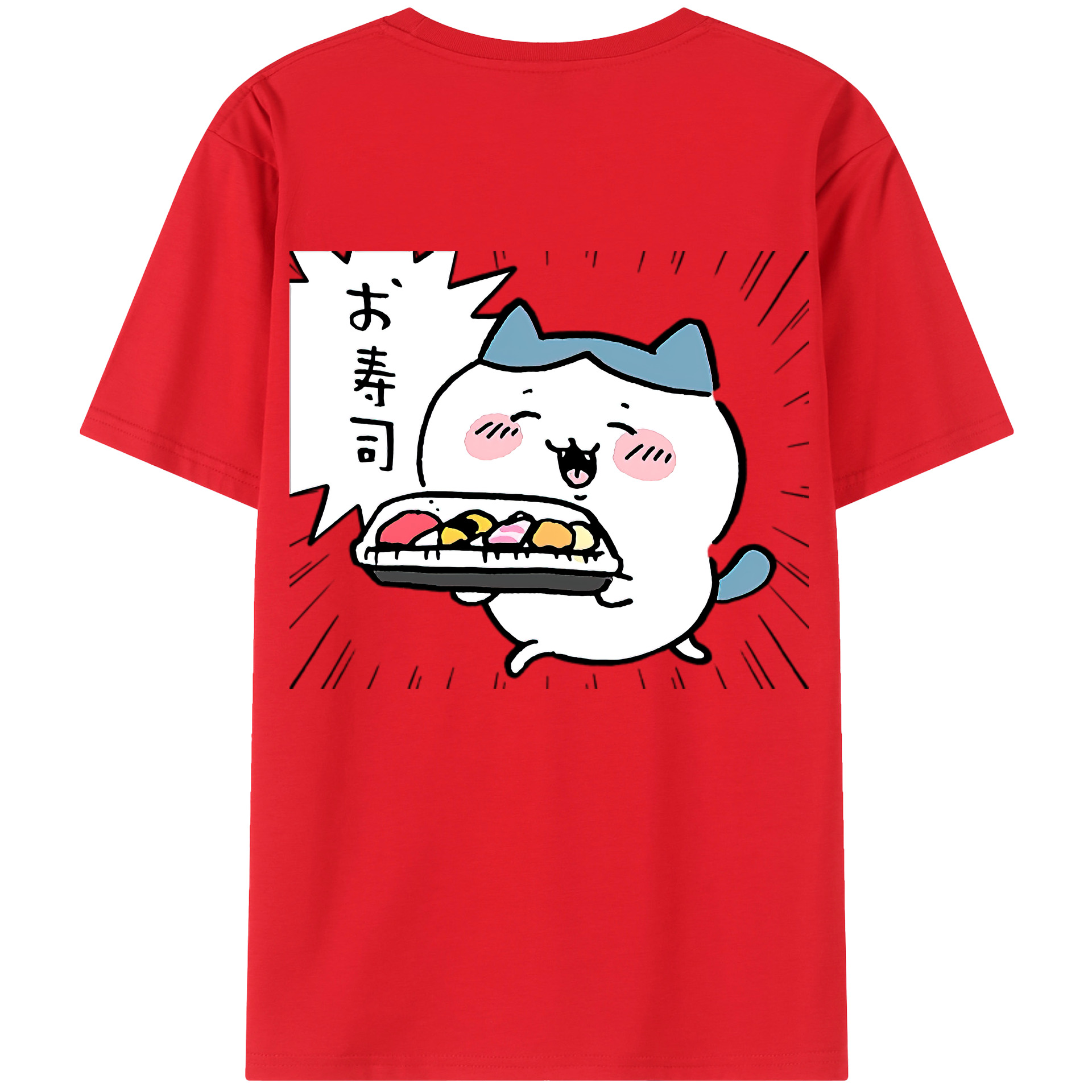 （画像用） ちいかわ ハチワレ Chii-kawa hachiware 綿100％ メンズ半袖Tシャツ（バックプリント） 通気性