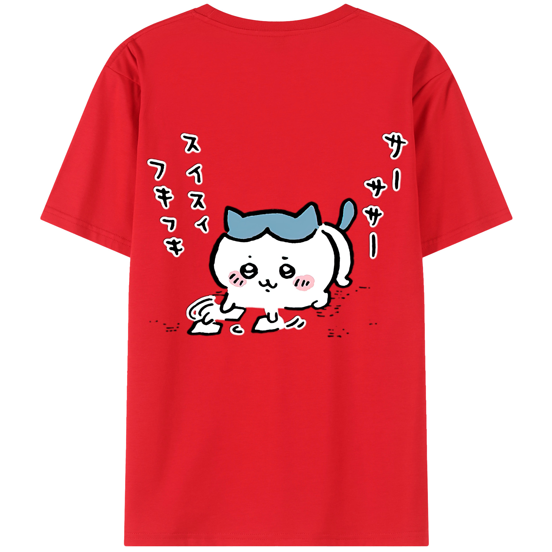 （画像用） ちいかわ ハチワレ Chii-kawa hachiware 綿100％ メンズ半袖Tシャツ（バックプリント） 通気性