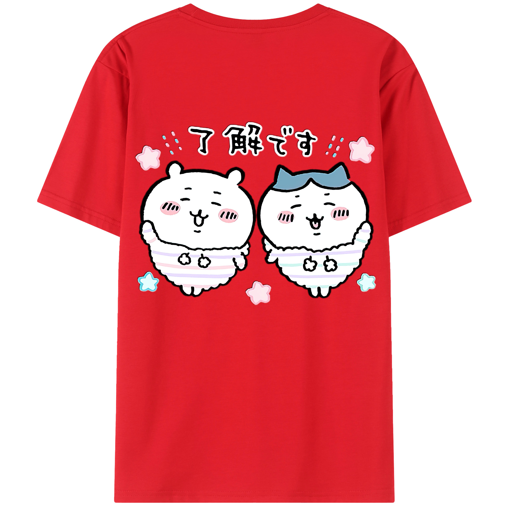 （画像用） ちいかわ ハチワレ Chii-kawa hachiware 綿100％ メンズ半袖Tシャツ（バックプリント） 通気性