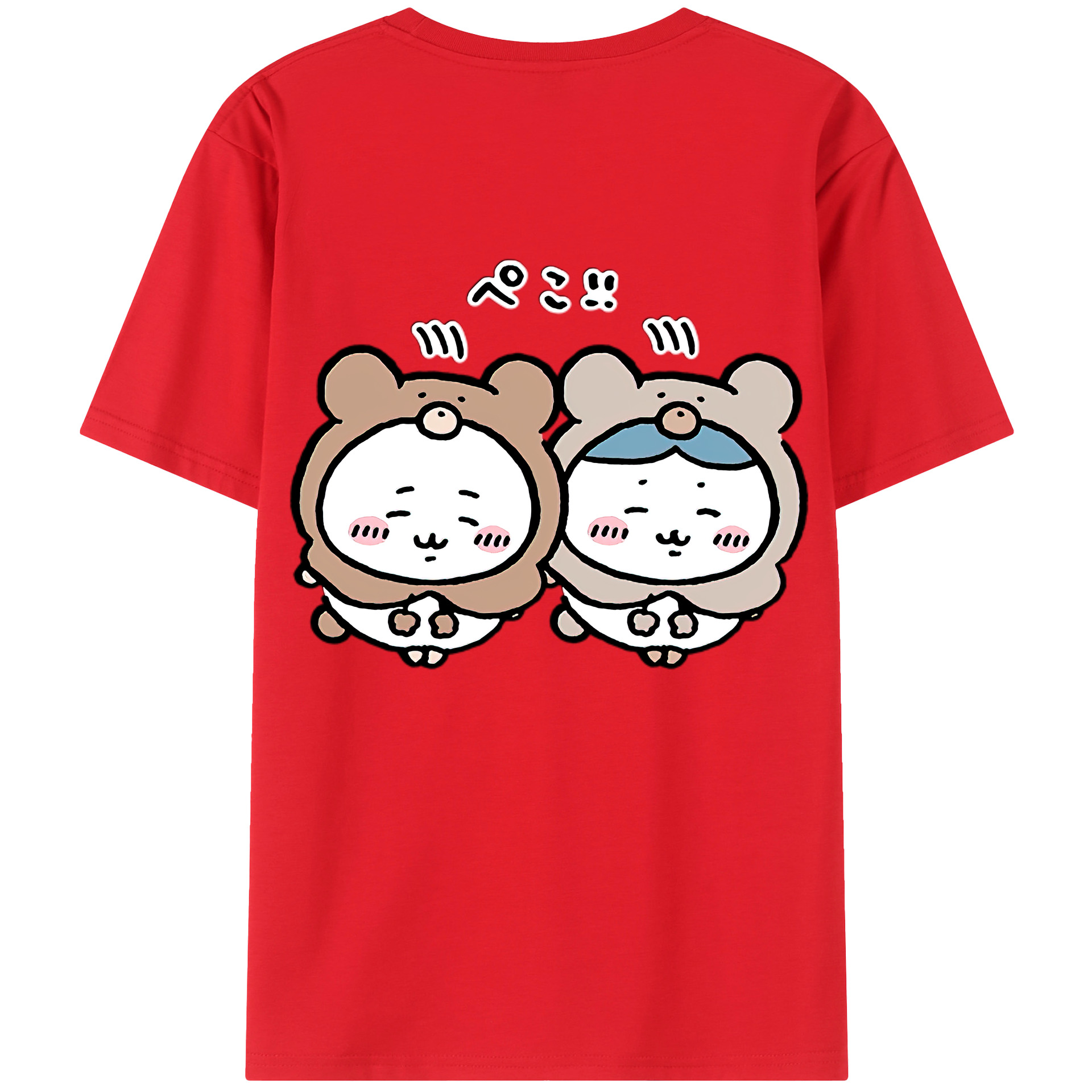 （画像用） ちいかわ ハチワレ Chii-kawa hachiware 綿100％ メンズ半袖Tシャツ（バックプリント） 通気性