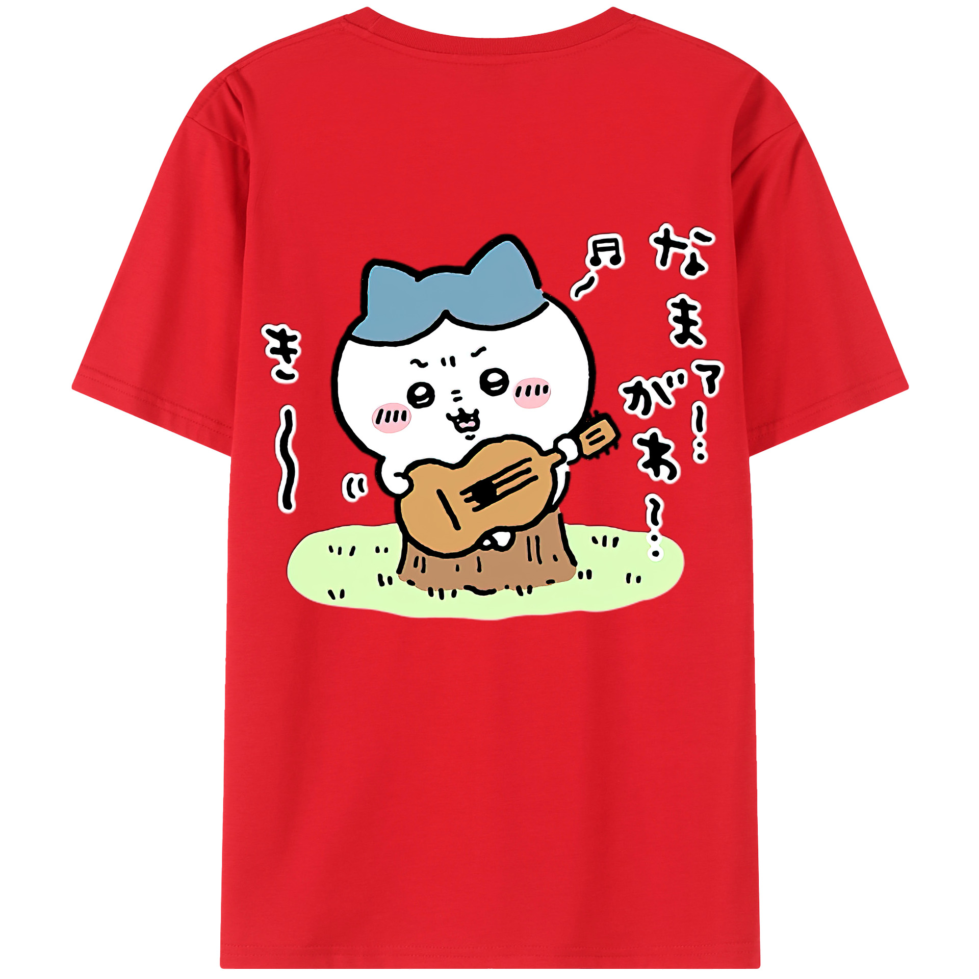 （画像用） ちいかわ ハチワレ Chii-kawa hachiware 綿100％ メンズ半袖Tシャツ（バックプリント） 通気性