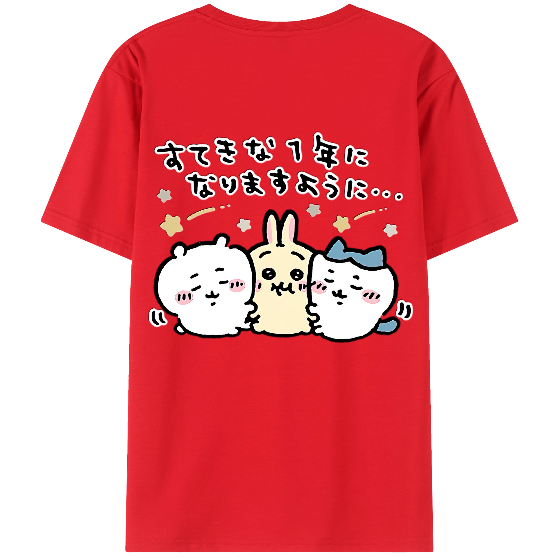 （画像用） ちいかわ ちいかわ Chii-kawa chiikawa 綿100％ メンズ半袖Tシャツ（バックプリント） 通気性