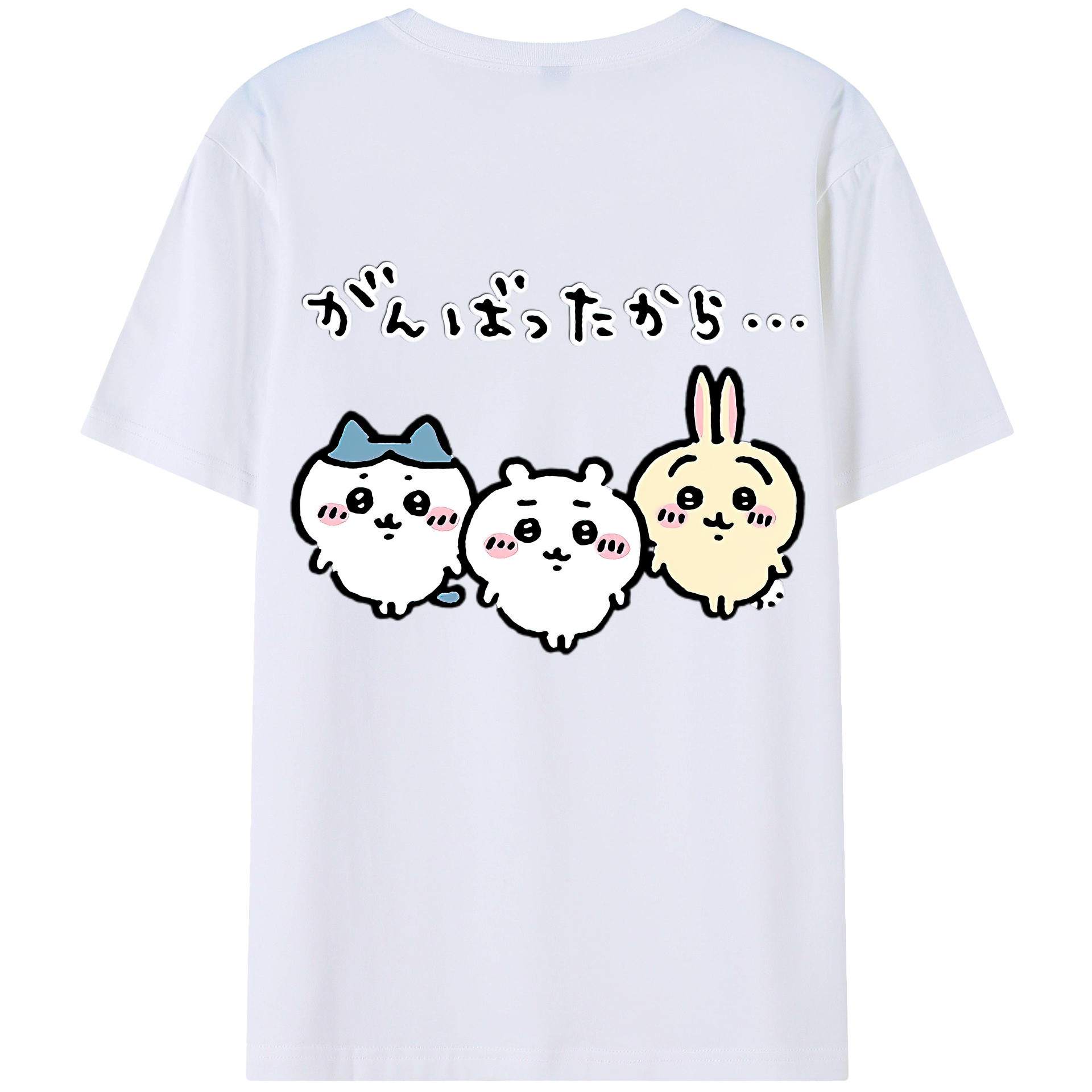 （画像用） ちいかわ ハチワレ Chii-kawa hachiware 綿100％ メンズ半袖Tシャツ（バックプリント） 通気性
