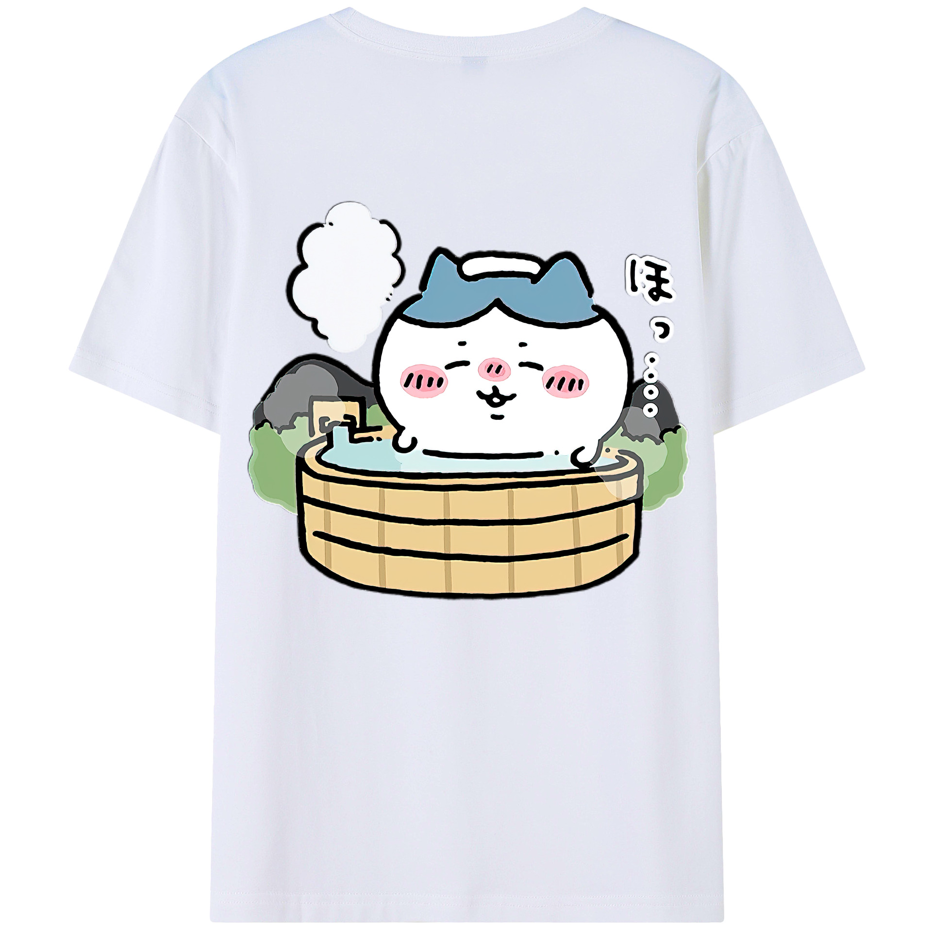 （画像用） ちいかわ ハチワレ Chii-kawa hachiware 綿100％ メンズ半袖Tシャツ（バックプリント） 通気性