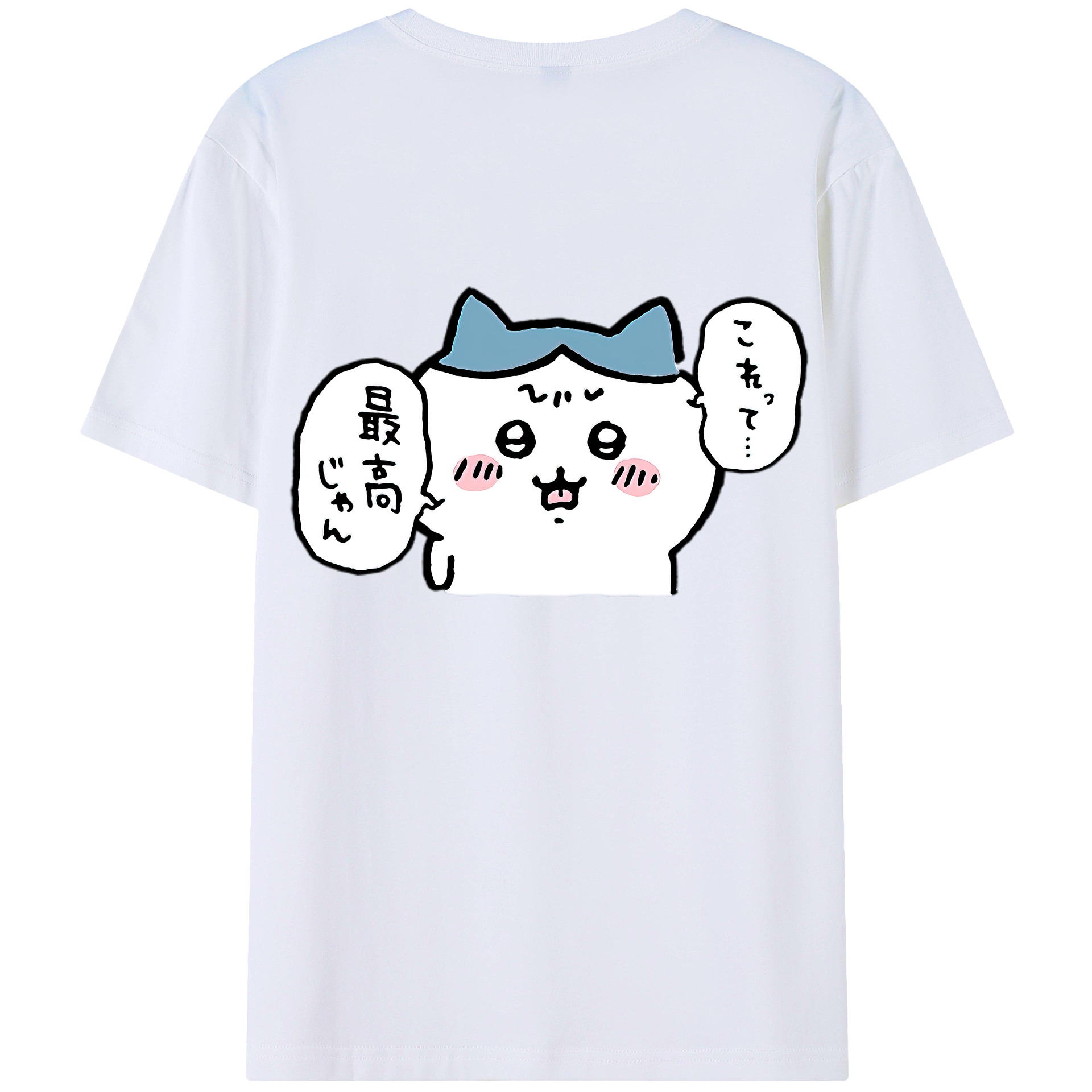 （画像用） ちいかわ ハチワレ Chii-kawa hachiware 綿100％ メンズ半袖Tシャツ（バックプリント） 通気性