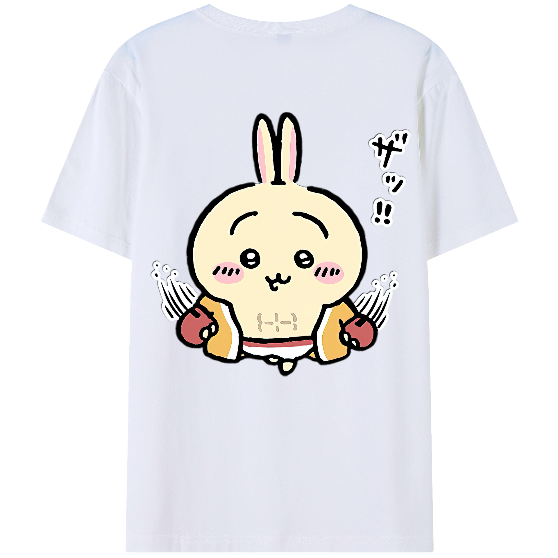 （画像用） ちいかわ うさぎ Chii-kawa usagi 綿100％ メンズ半袖Tシャツ（バックプリント） 通気性
