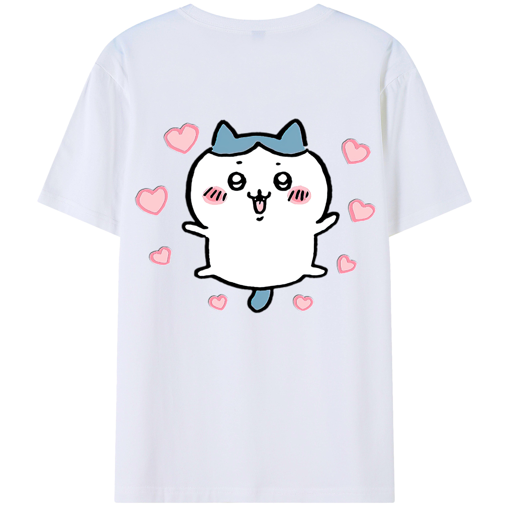 （画像用） ちいかわ ハチワレ Chii-kawa hachiware 綿100％ メンズ半袖Tシャツ（バックプリント） 通気性