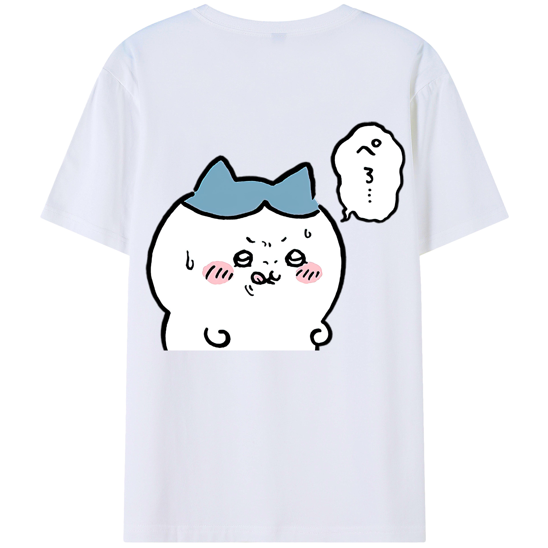 （画像用） ちいかわ ハチワレ Chii-kawa hachiware 綿100％ メンズ半袖Tシャツ（バックプリント） 通気性