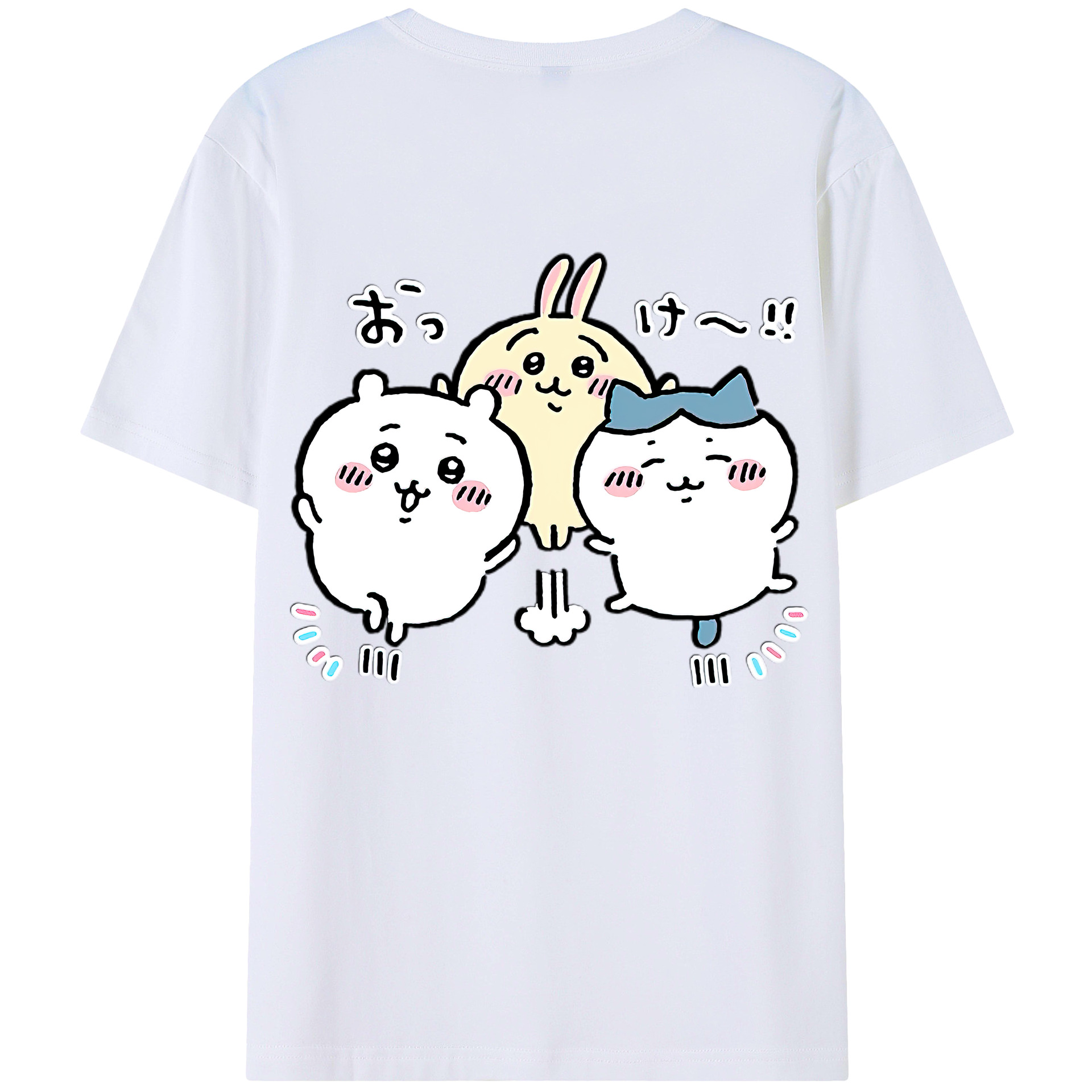 （画像用） ちいかわ ちいかわ Chii-kawa chiikawa 綿100％ メンズ半袖Tシャツ（バックプリント） 通気性