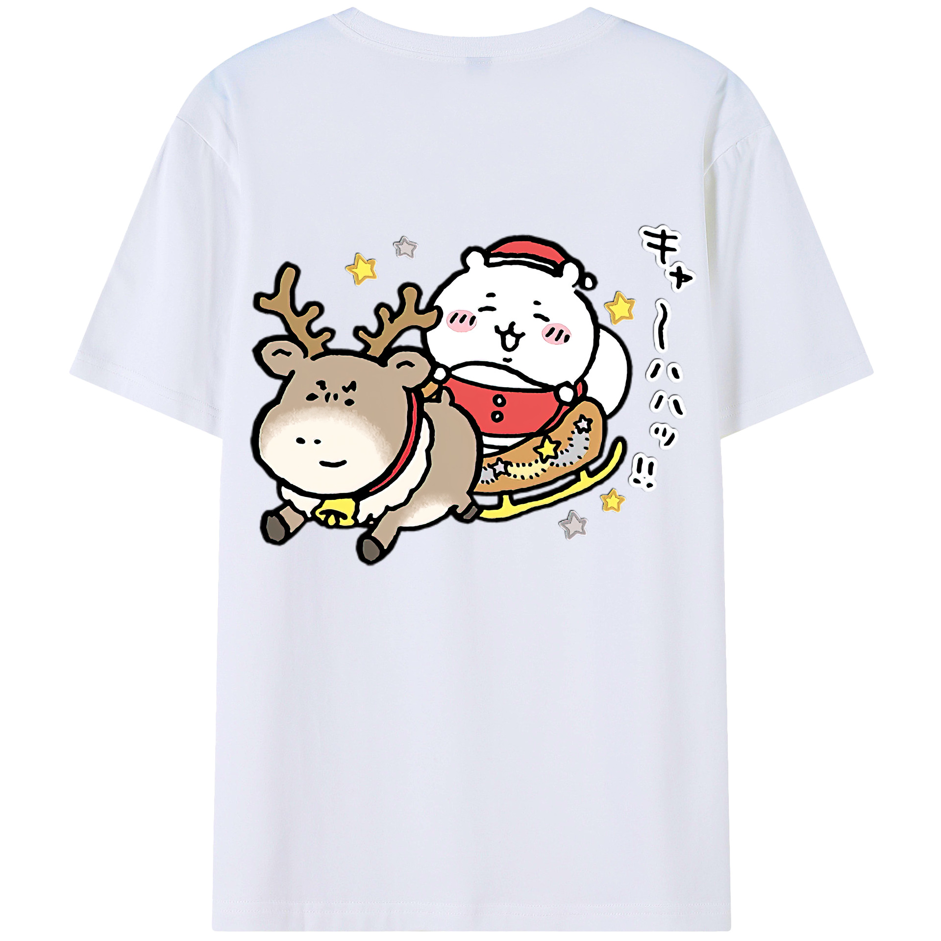 （画像用） ちいかわ ちいかわ Chii-kawa chiikawa 綿100％ メンズ半袖Tシャツ（バックプリント） 通気性