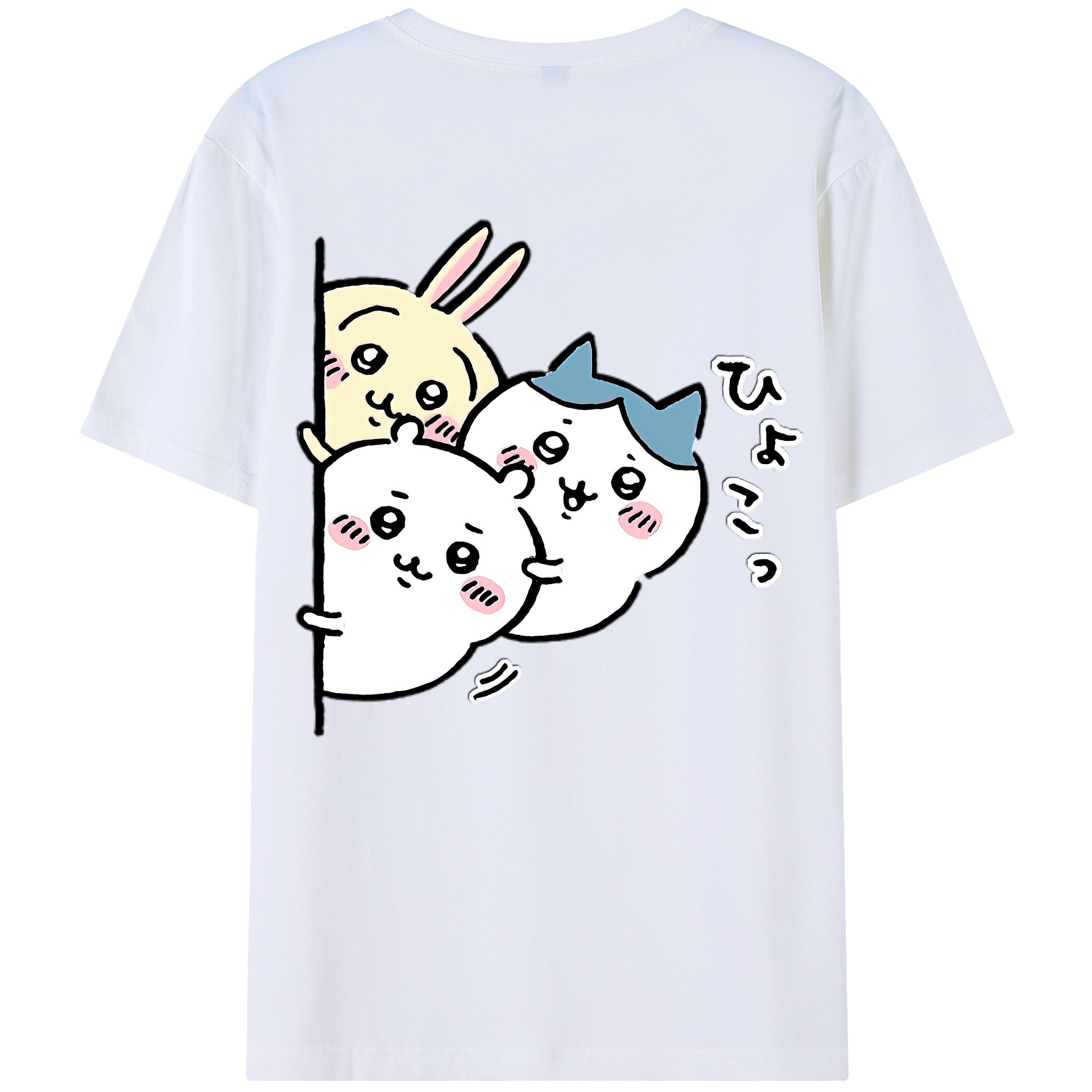 （画像用） ちいかわ うさぎ Chii-kawa usagi 綿100％ メンズ半袖Tシャツ（バックプリント） 通気性