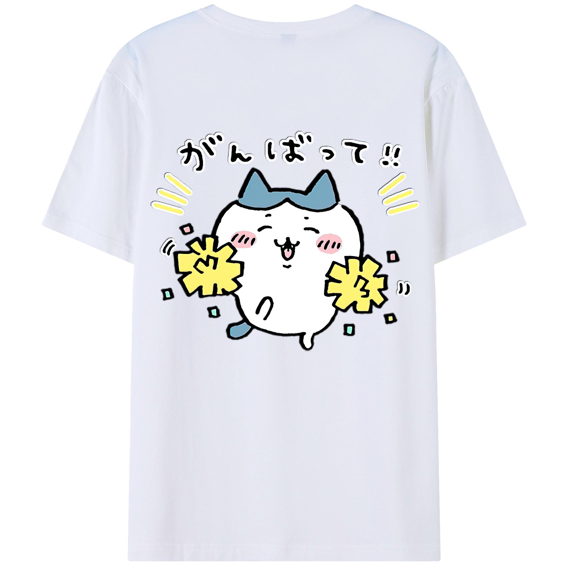 （画像用） ちいかわ ハチワレ Chii-kawa hachiware 綿100％ メンズ半袖Tシャツ（バックプリント） 通気性