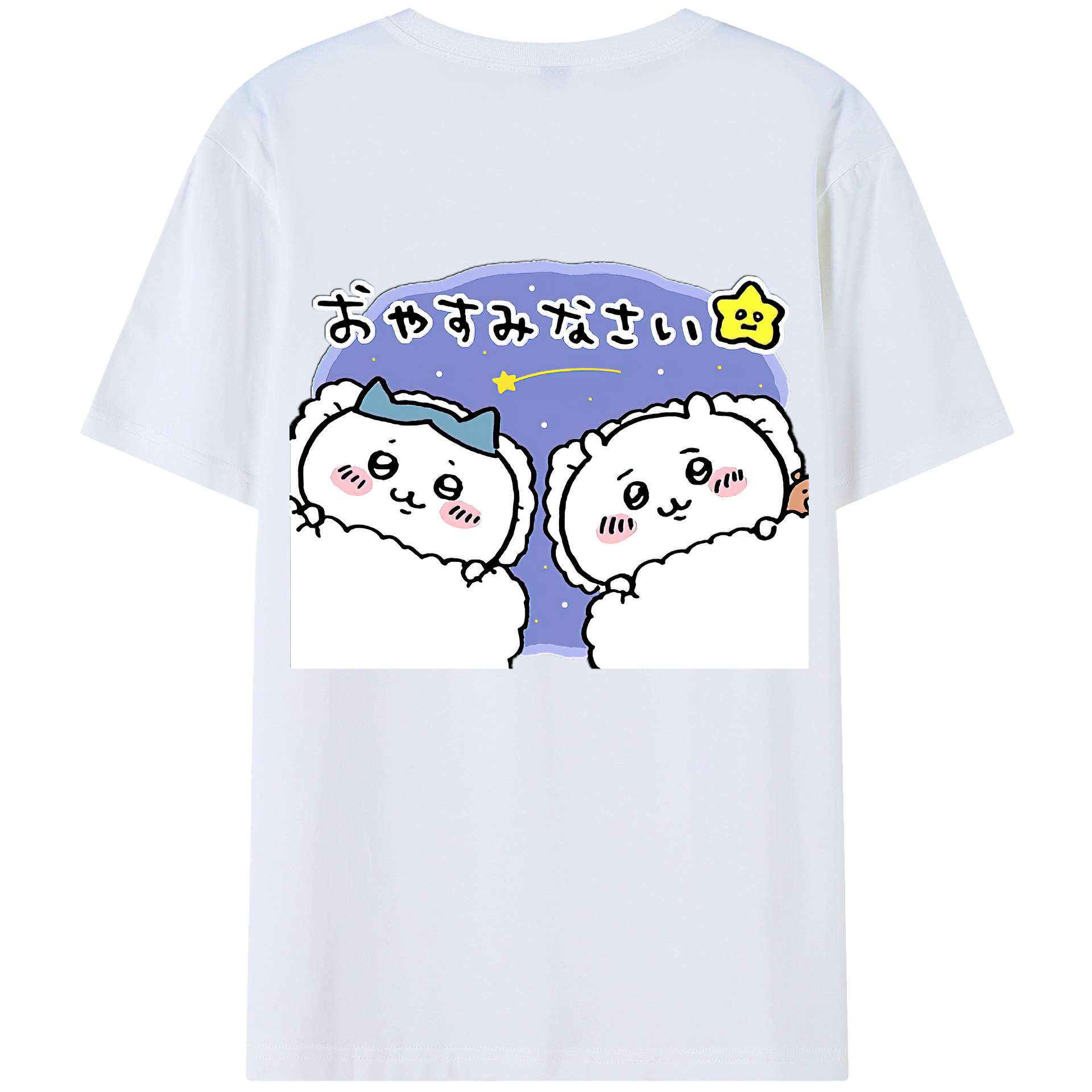 （画像用） ちいかわ ハチワレ Chii-kawa hachiware 綿100％ メンズ半袖Tシャツ（バックプリント） 通気性