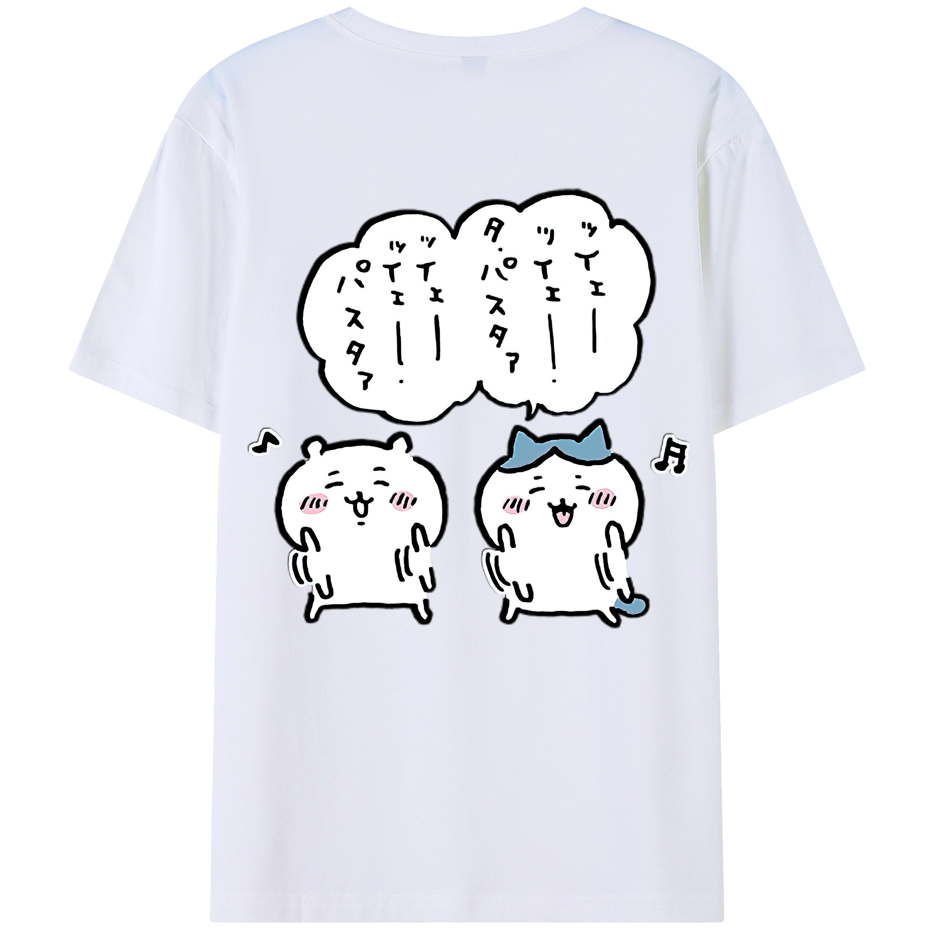 （画像用） ちいかわ ハチワレ Chii-kawa hachiware 綿100％ メンズ半袖Tシャツ（バックプリント） 通気性