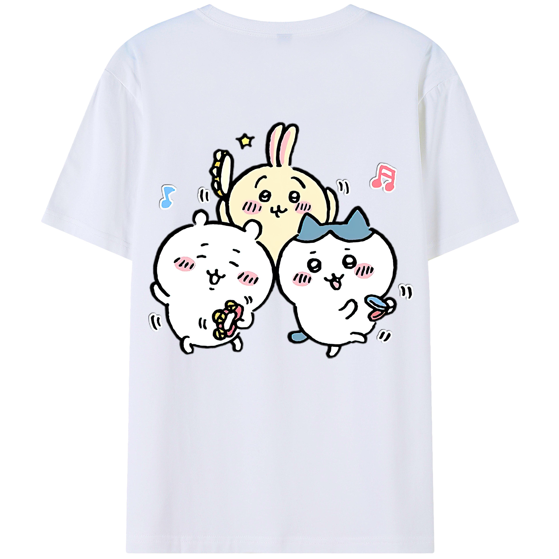 （画像用） ちいかわ ハチワレ Chii-kawa hachiware 綿100％ メンズ半袖Tシャツ（バックプリント） 通気性