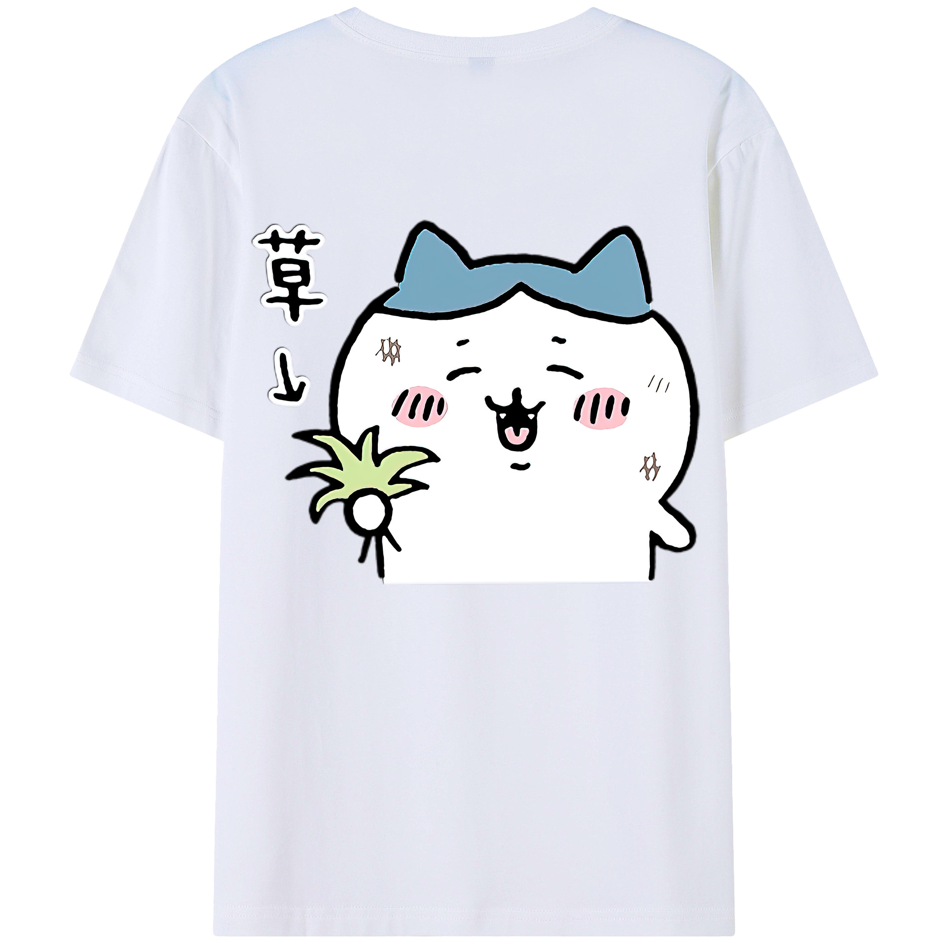 （画像用） ちいかわ ハチワレ Chii-kawa hachiware 綿100％ メンズ半袖Tシャツ（バックプリント） 通気性