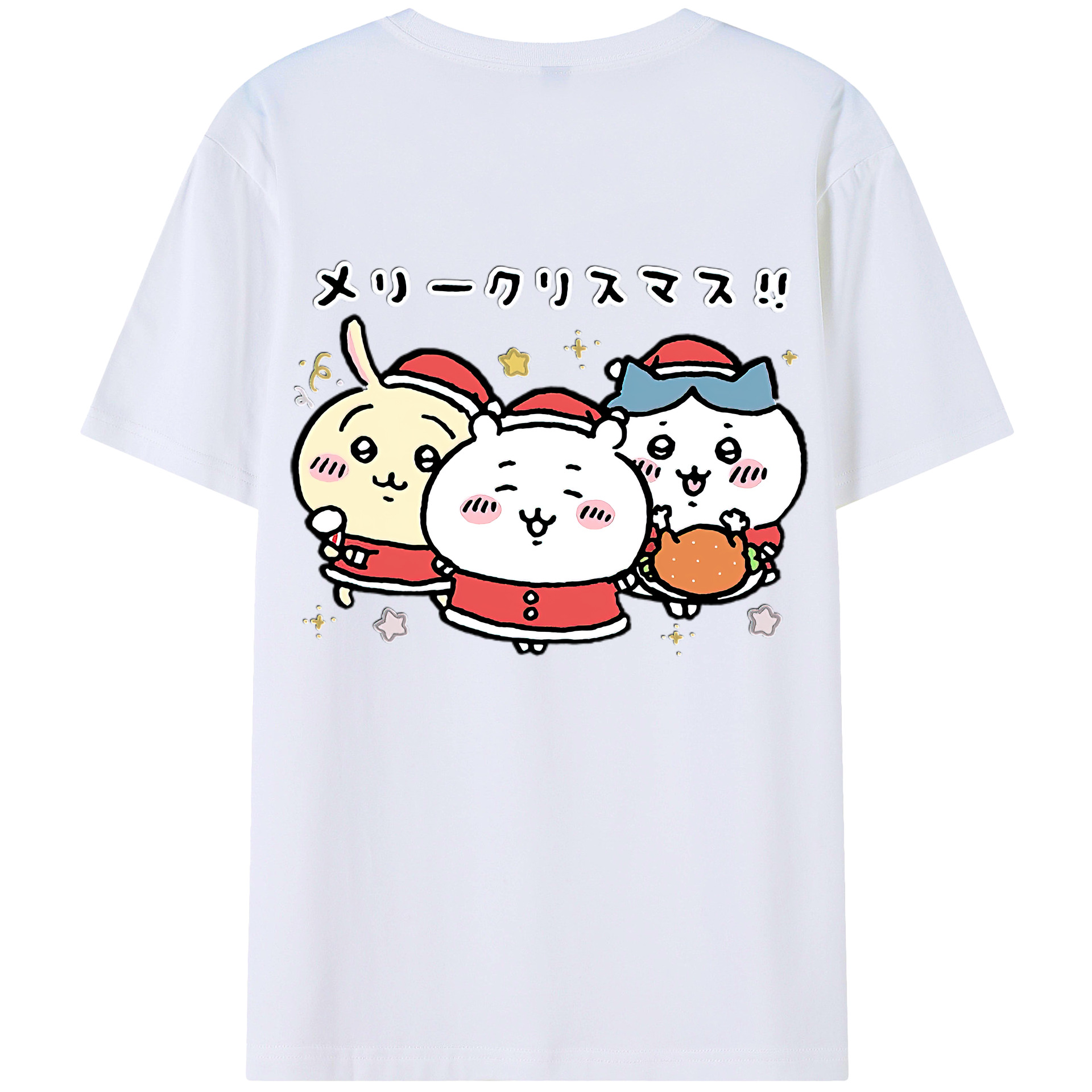 （画像用） ちいかわ ハチワレ Chii-kawa hachiware 綿100％ メンズ半袖Tシャツ（バックプリント） 通気性
