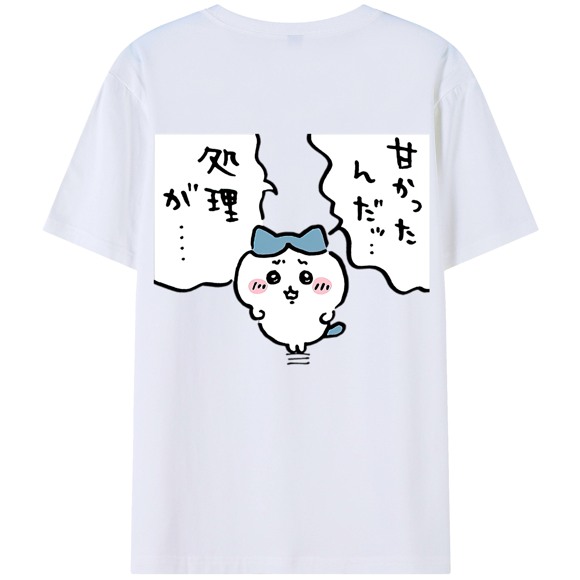 （画像用） ちいかわ ハチワレ Chii-kawa hachiware 綿100％ メンズ半袖Tシャツ（バックプリント） 通気性