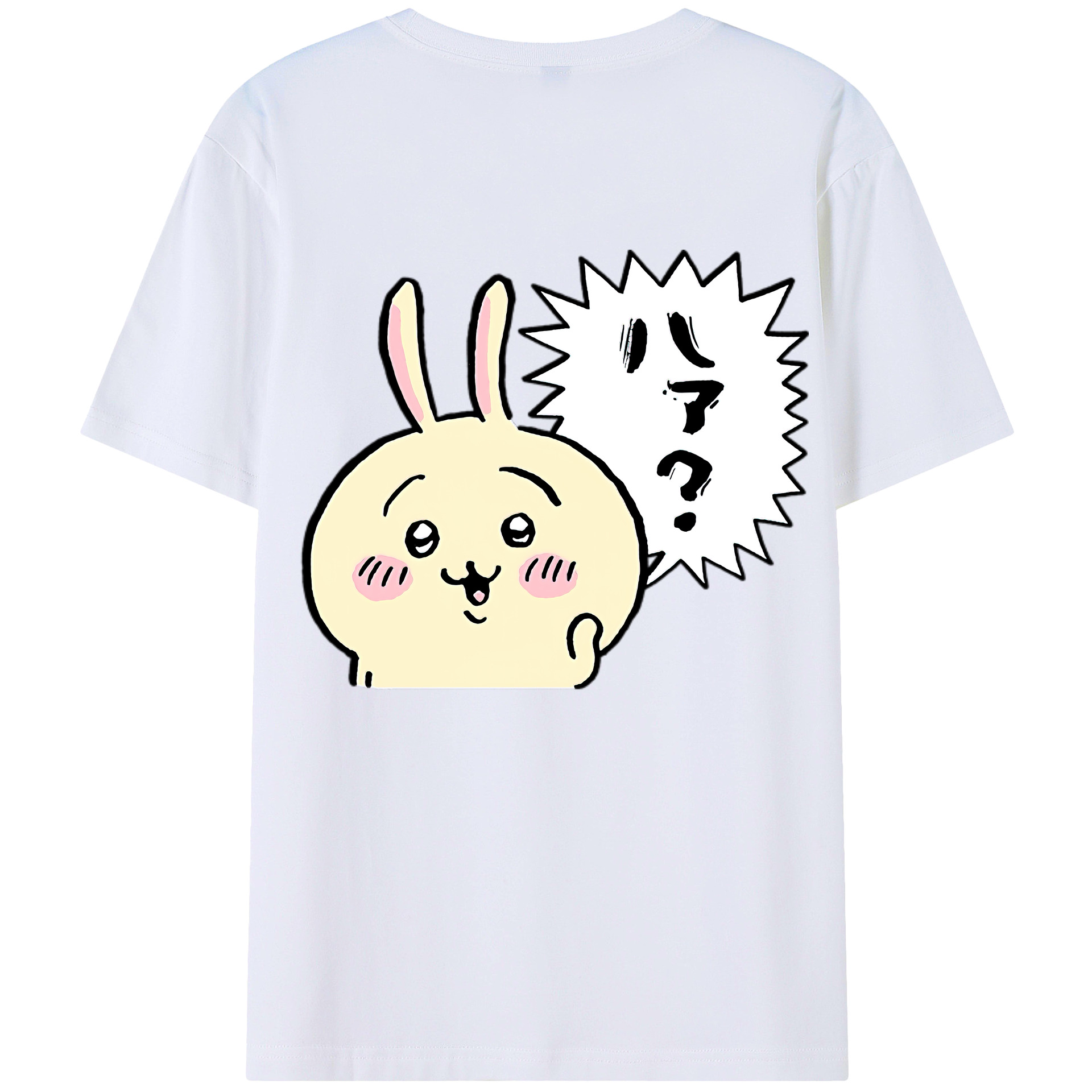 （画像用） ちいかわ うさぎ Chii-kawa usagi 綿100％ メンズ半袖Tシャツ（バックプリント） 通気性