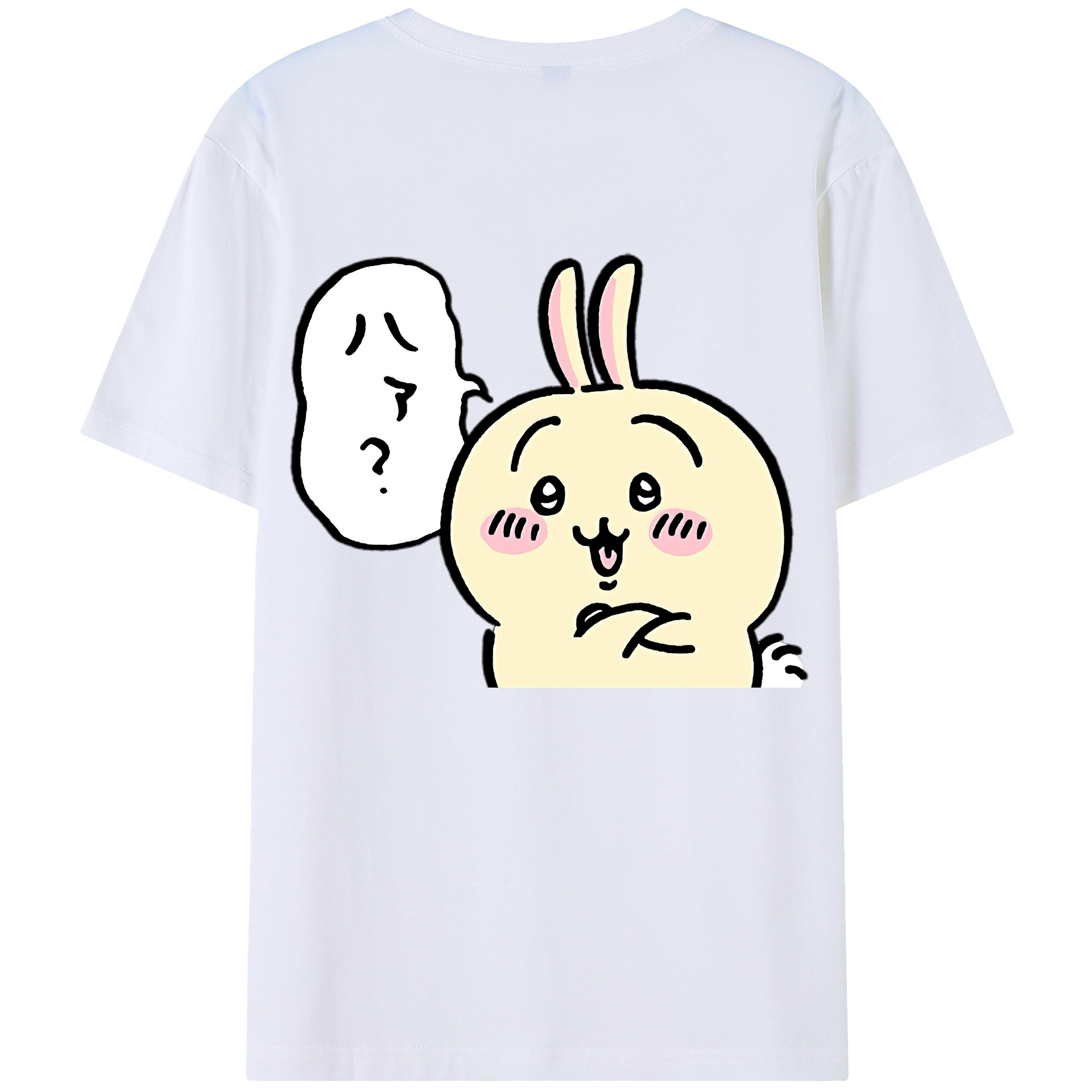 （画像用） ちいかわ うさぎ Chii-kawa usagi 綿100％ メンズ半袖Tシャツ（バックプリント） 通気性