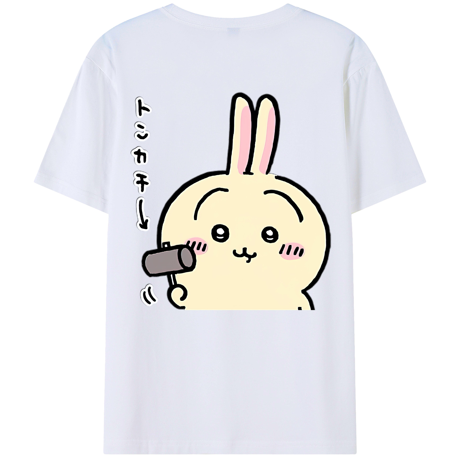 （画像用） ちいかわ うさぎ Chii-kawa usagi 綿100％ メンズ半袖Tシャツ（バックプリント） 通気性