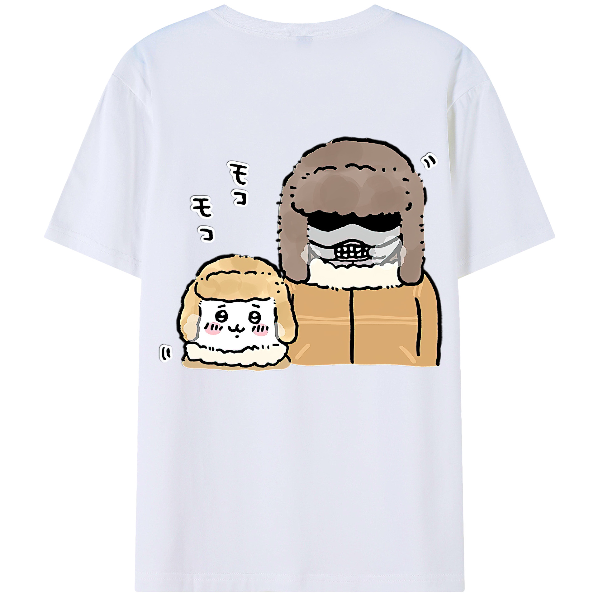 （画像用） ちいかわ 労働の鎧さん Chii-kawa Mr. Armor of Labor 綿100％ メンズ半袖Tシャツ（バックプリント） 通気性