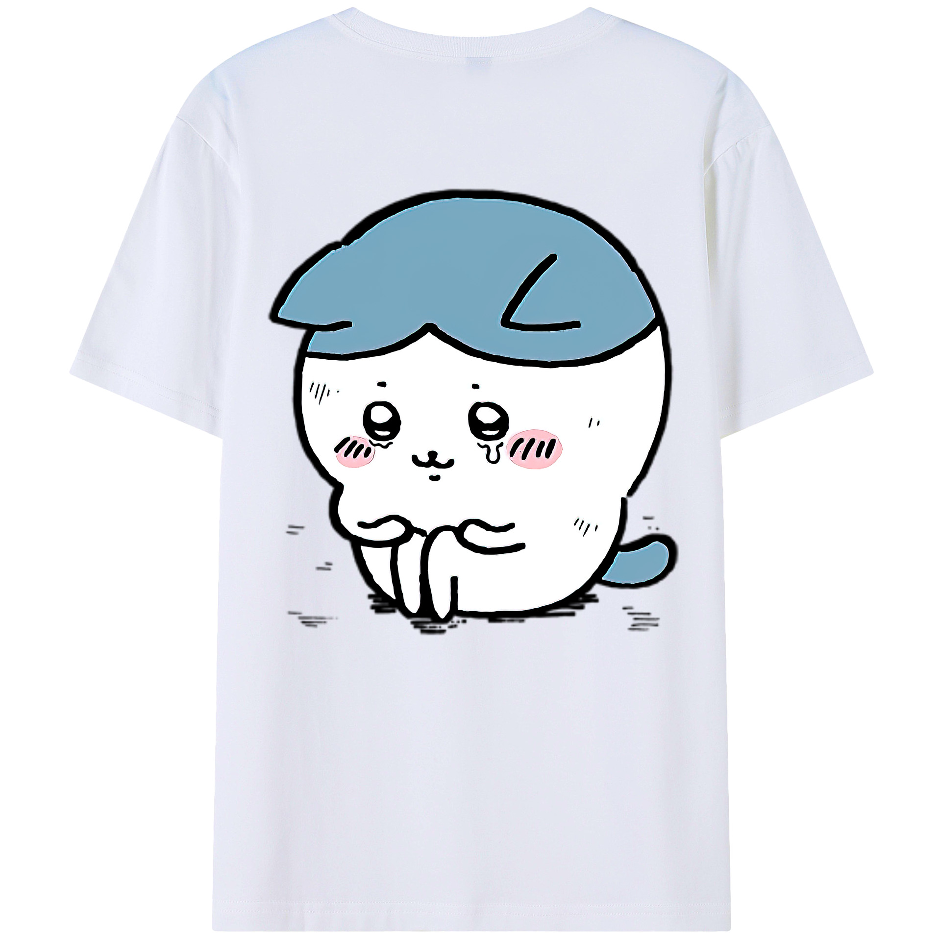 （画像用） ちいかわ ハチワレ Chii-kawa hachiware 綿100％ メンズ半袖Tシャツ（バックプリント） 通気性