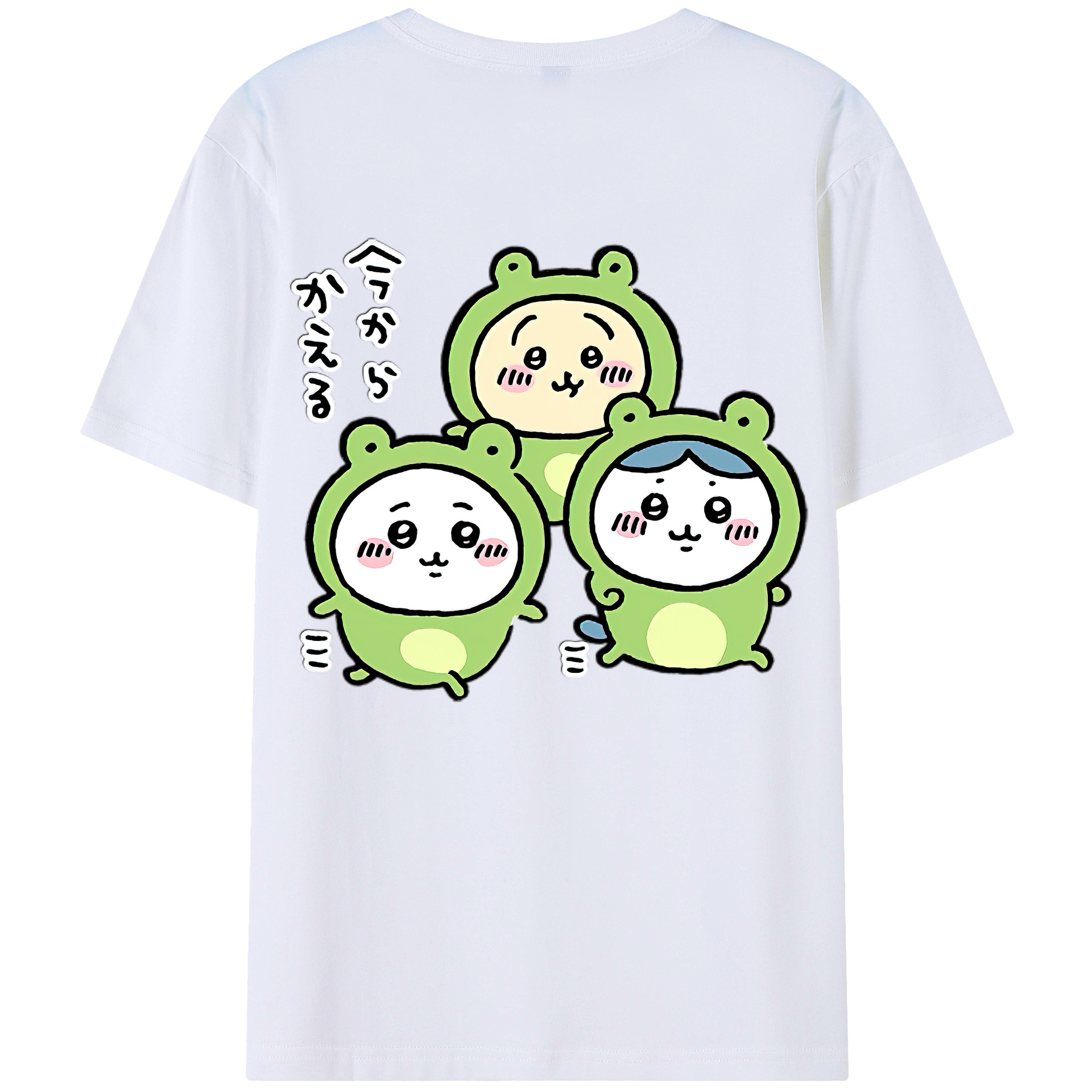 （画像用） ちいかわ ハチワレ Chii-kawa hachiware 綿100％ メンズ半袖Tシャツ（バックプリント） 通気性