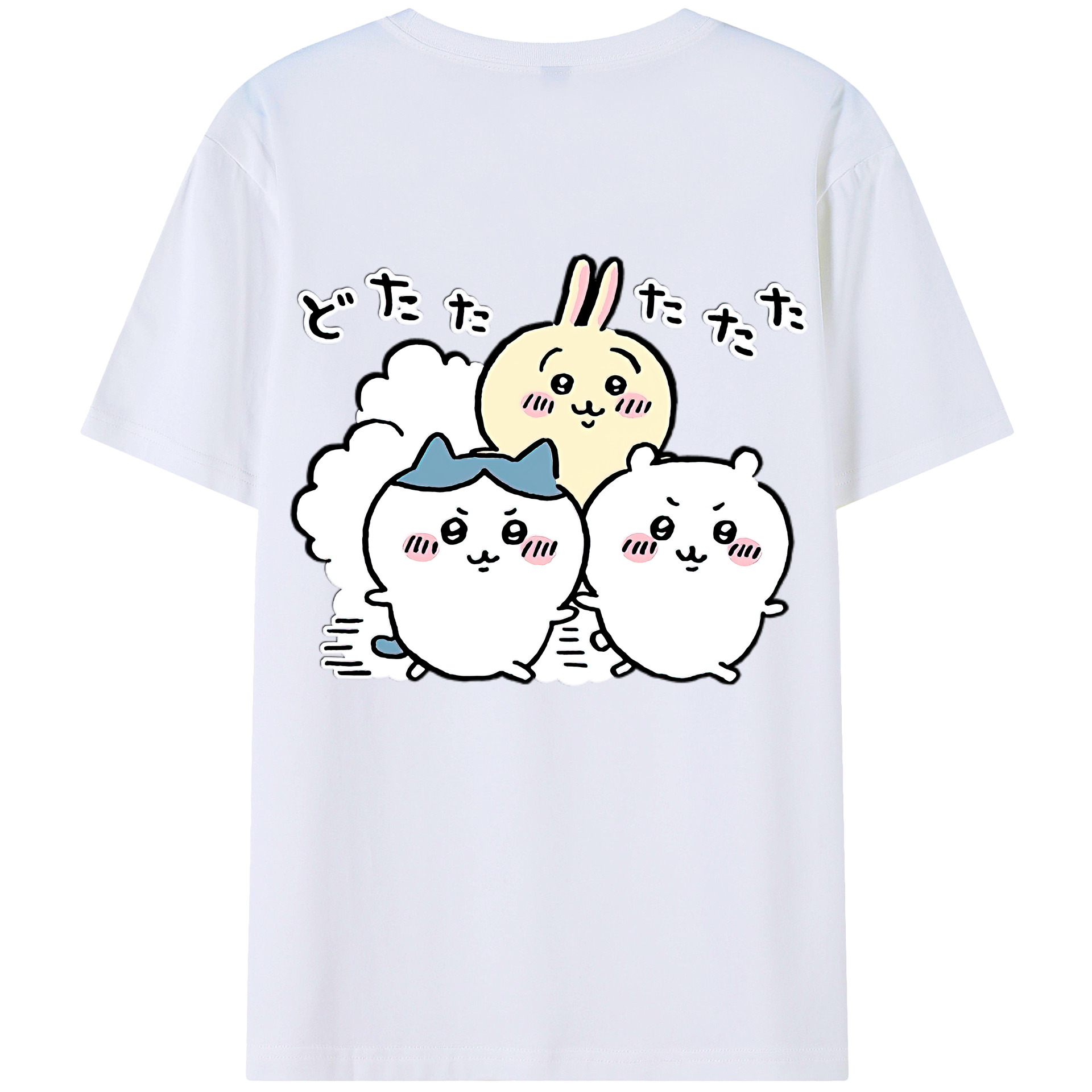 （画像用） ちいかわ ハチワレ Chii-kawa hachiware 綿100％ メンズ半袖Tシャツ（バックプリント） 通気性