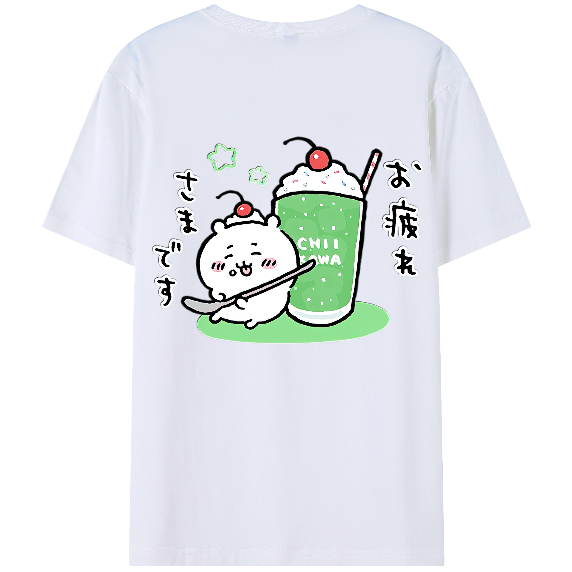 （画像用） ちいかわ ちいかわ Chii-kawa chiikawa 綿100％ メンズ半袖Tシャツ（バックプリント） 通気性