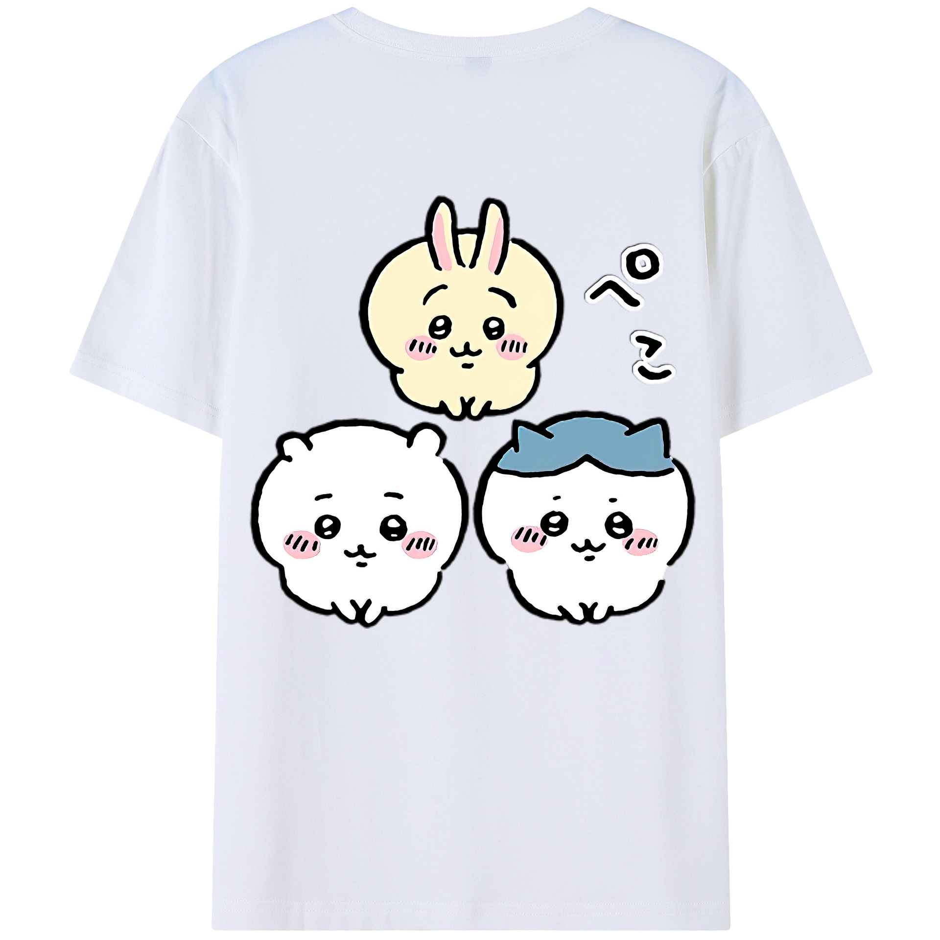 （画像用） ちいかわ うさぎ Chii-kawa usagi 綿100％ メンズ半袖Tシャツ（バックプリント） 通気性