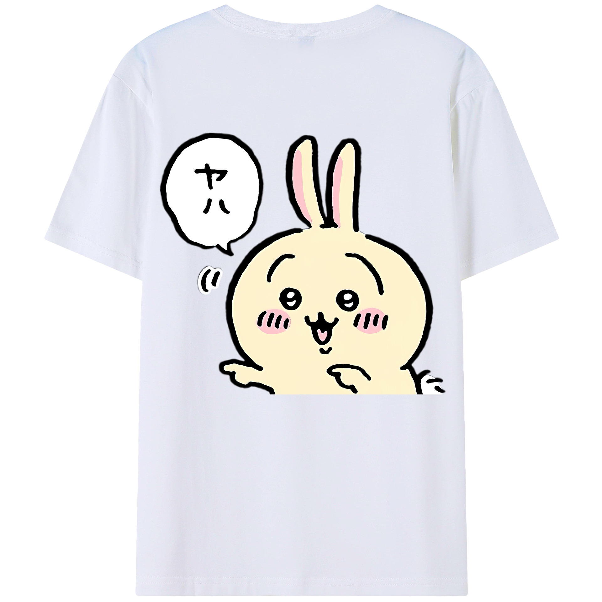 （画像用） ちいかわ うさぎ Chii-kawa usagi 綿100％ メンズ半袖Tシャツ（バックプリント） 通気性