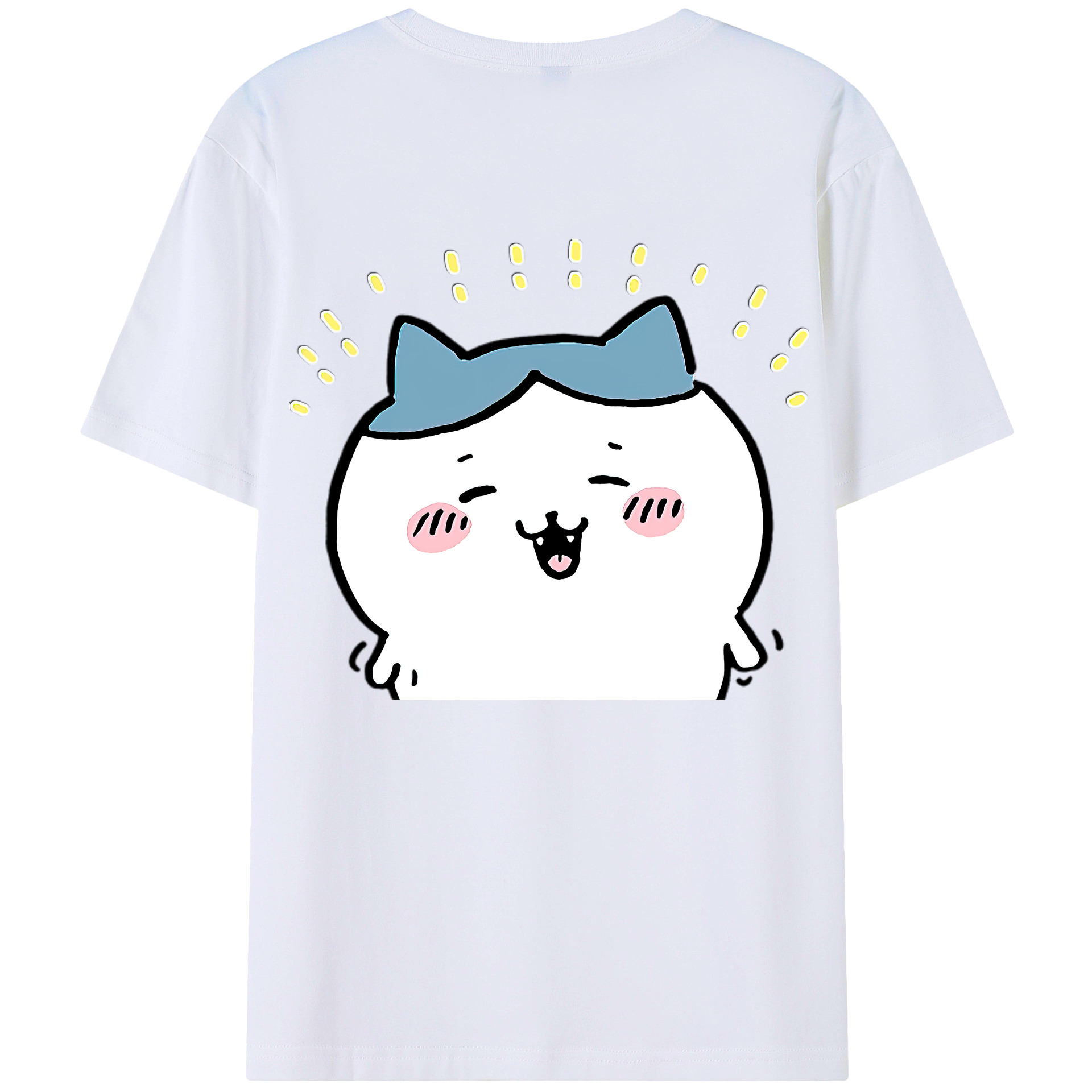 （画像用） ちいかわ ハチワレ Chii-kawa hachiware 綿100％ メンズ半袖Tシャツ（バックプリント） 通気性