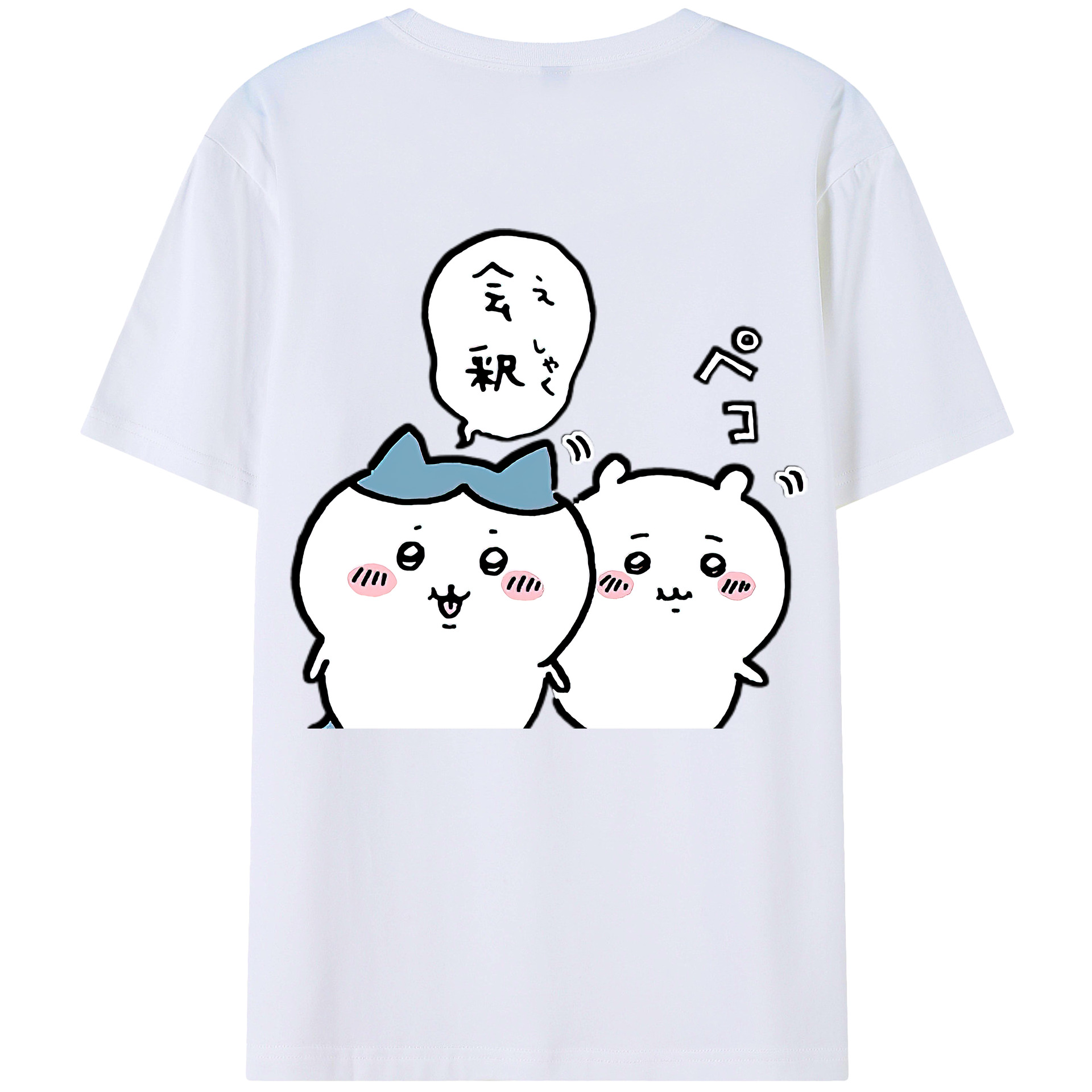 （画像用） ちいかわ ハチワレ Chii-kawa hachiware 綿100％ メンズ半袖Tシャツ（バックプリント） 通気性