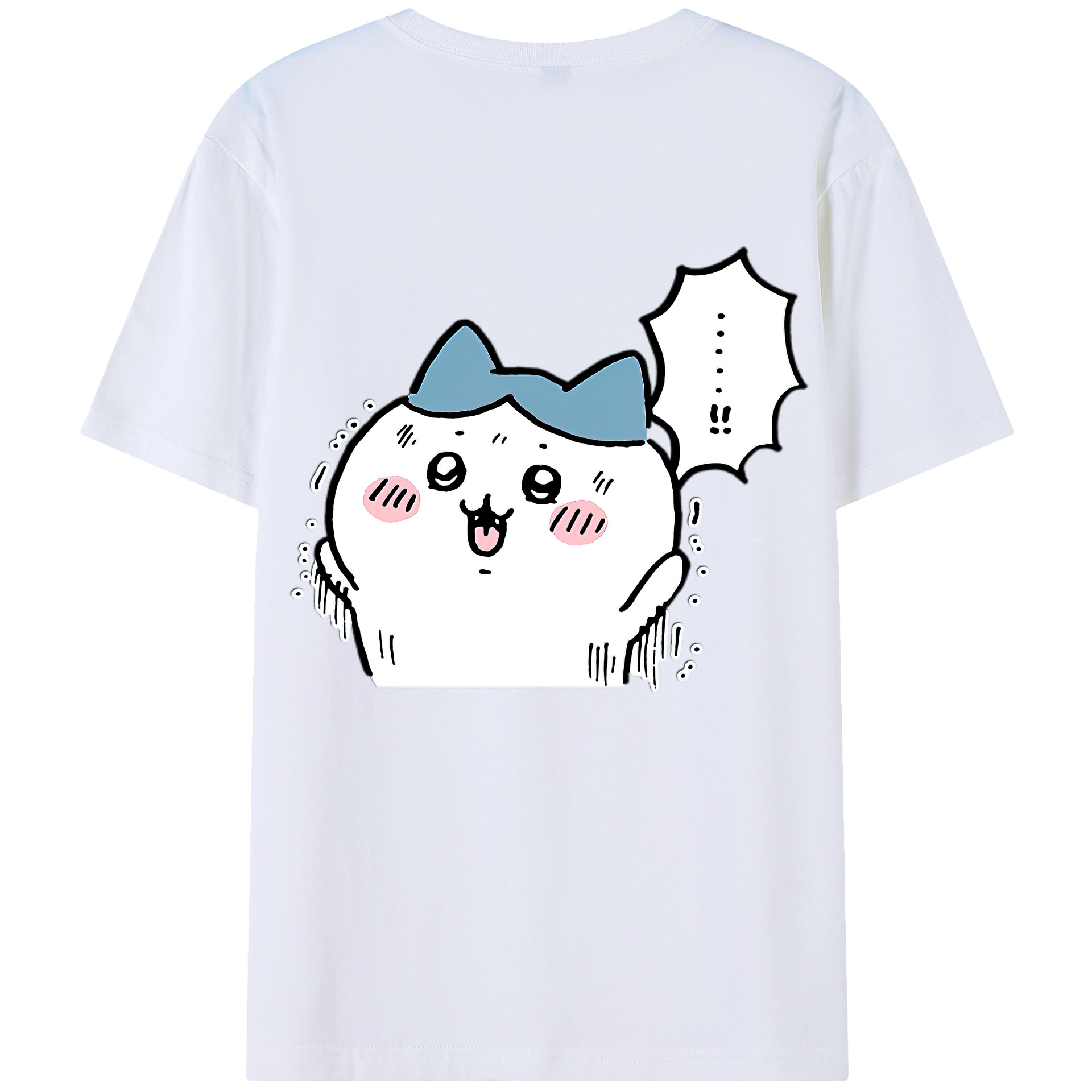 （画像用） ちいかわ ハチワレ Chii-kawa hachiware 綿100％ メンズ半袖Tシャツ（バックプリント） 通気性