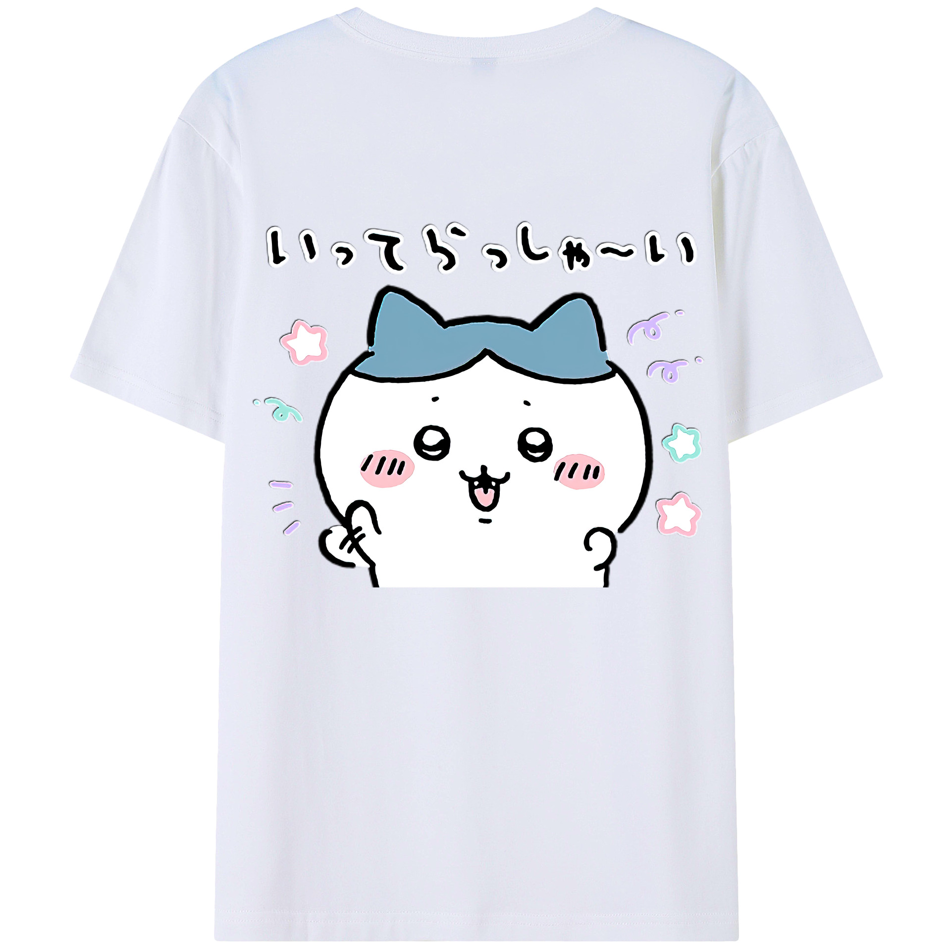 （画像用） ちいかわ ハチワレ Chii-kawa hachiware 綿100％ メンズ半袖Tシャツ（バックプリント） 通気性