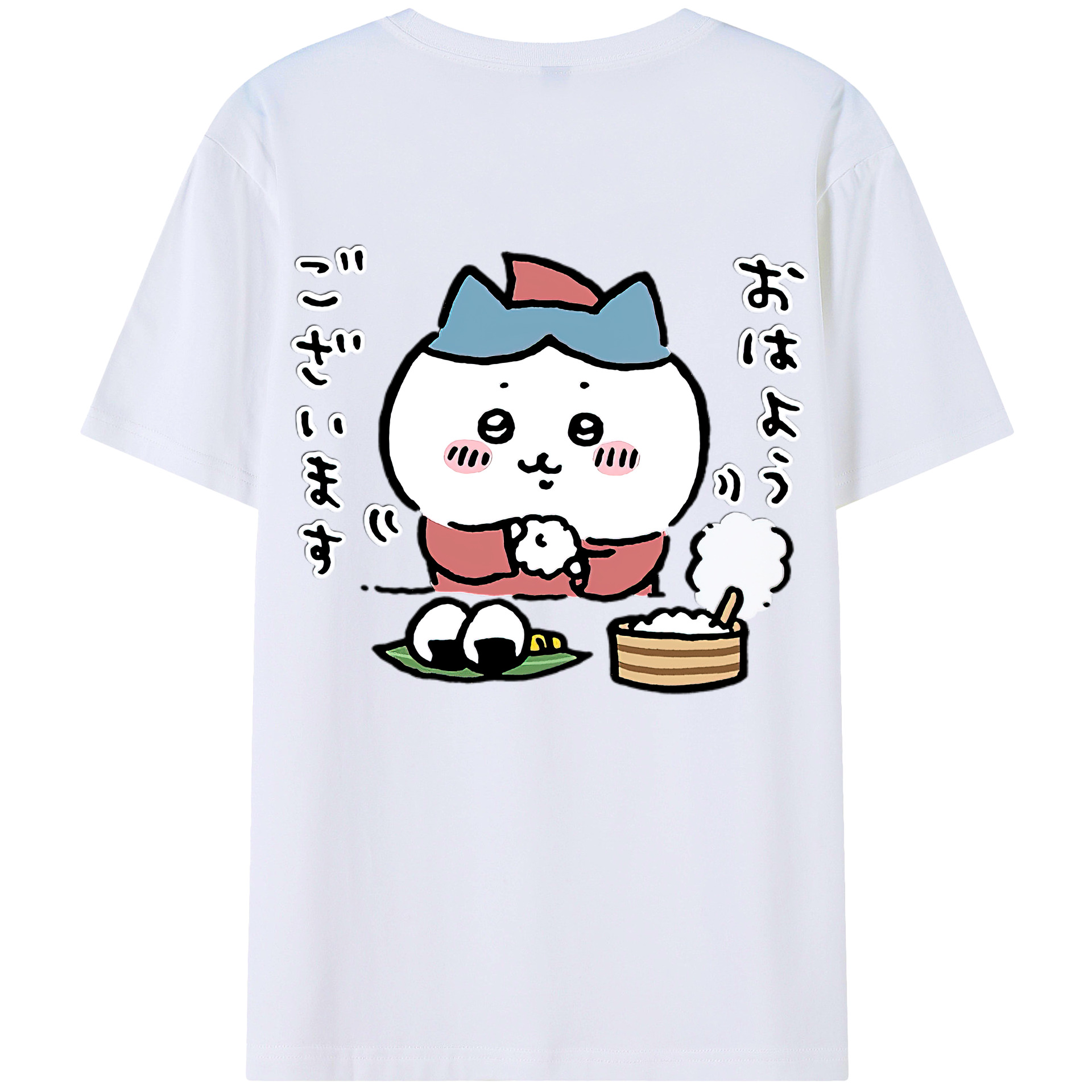 （画像用） ちいかわ ハチワレ Chii-kawa hachiware 綿100％ メンズ半袖Tシャツ（バックプリント） 通気性