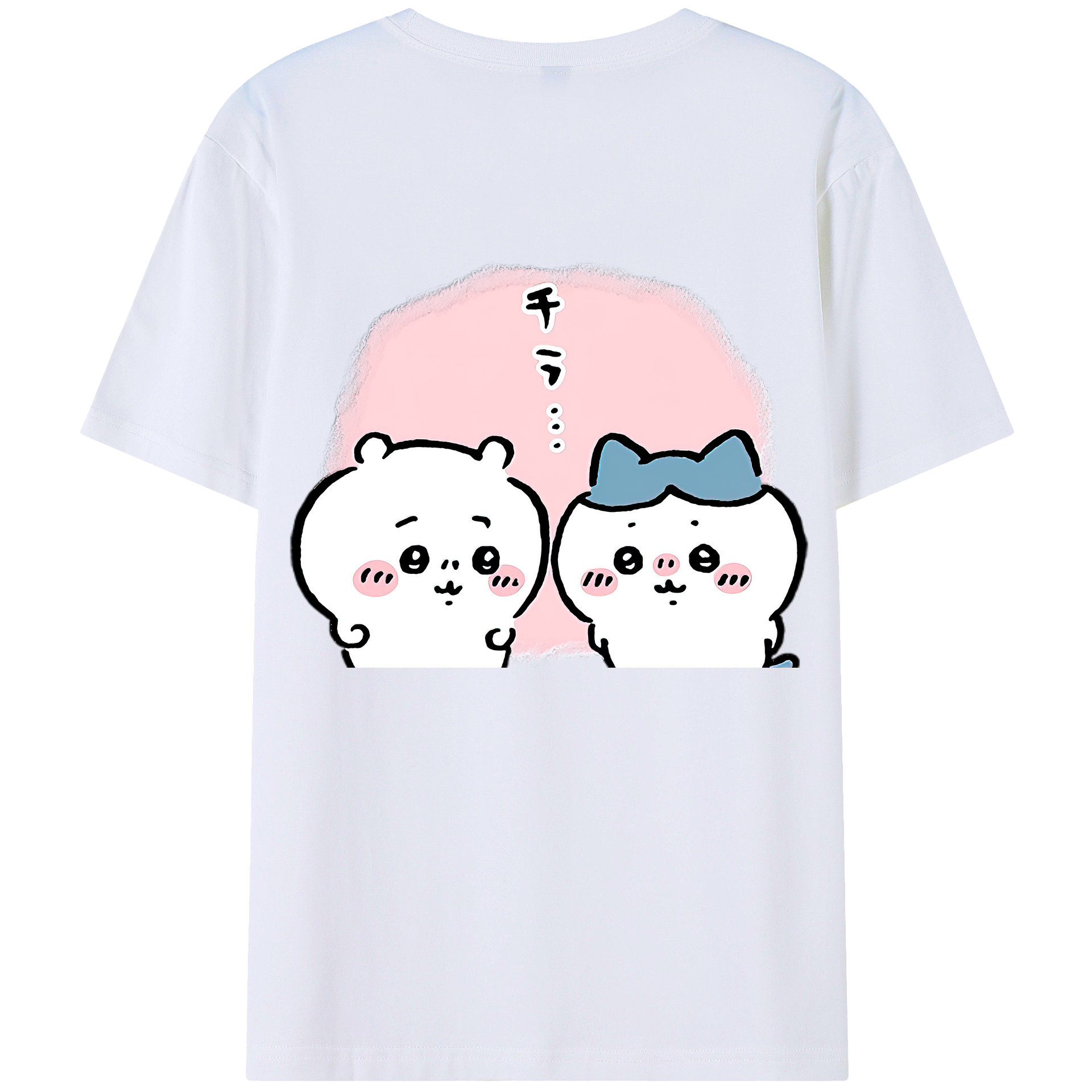 （画像用） ちいかわ ハチワレ Chii-kawa hachiware 綿100％ メンズ半袖Tシャツ（バックプリント） 通気性