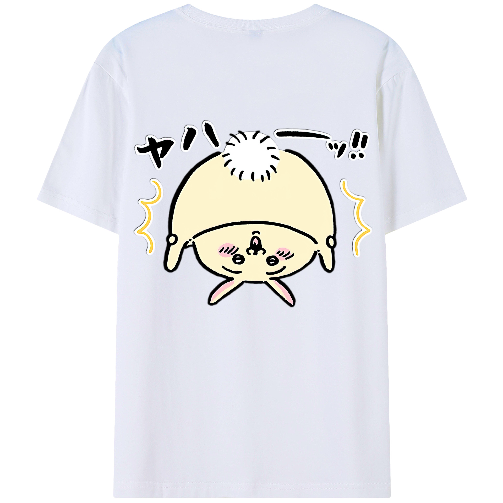 （画像用） ちいかわ うさぎ Chii-kawa usagi 綿100％ メンズ半袖Tシャツ（バックプリント） 通気性