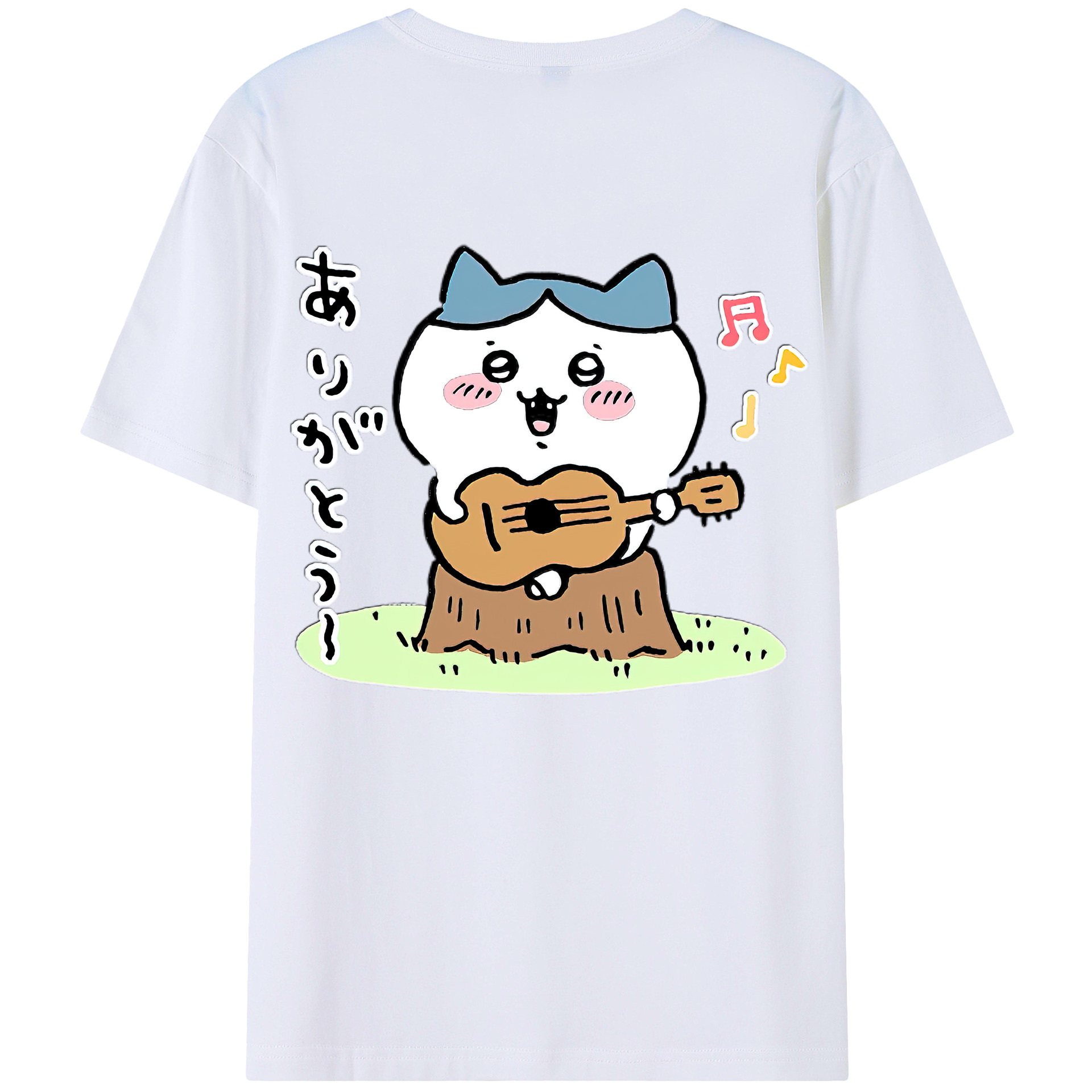（画像用） ちいかわ ハチワレ Chii-kawa hachiware 綿100％ メンズ半袖Tシャツ（バックプリント） 通気性