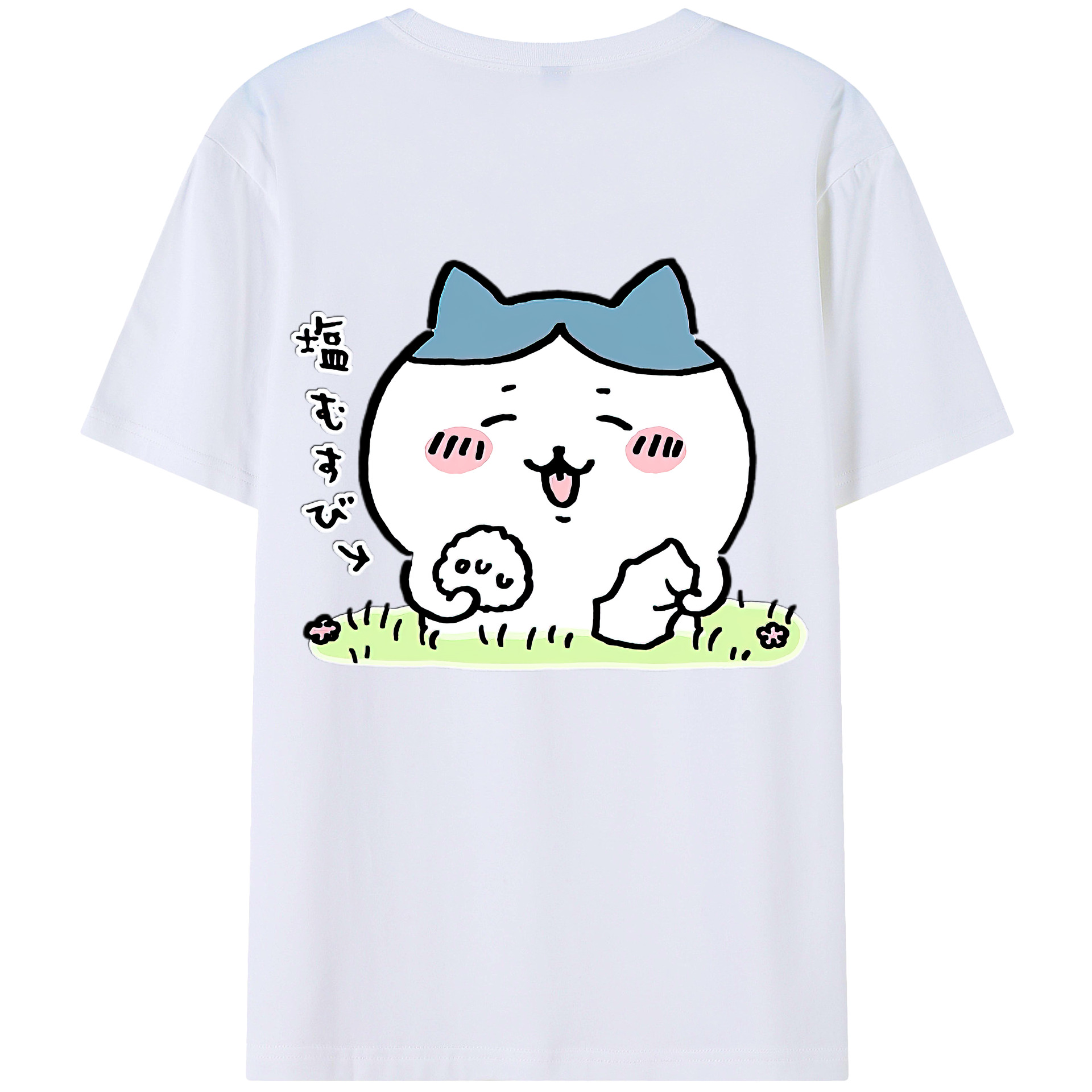 （画像用） ちいかわ ハチワレ Chii-kawa hachiware 綿100％ メンズ半袖Tシャツ（バックプリント） 通気性